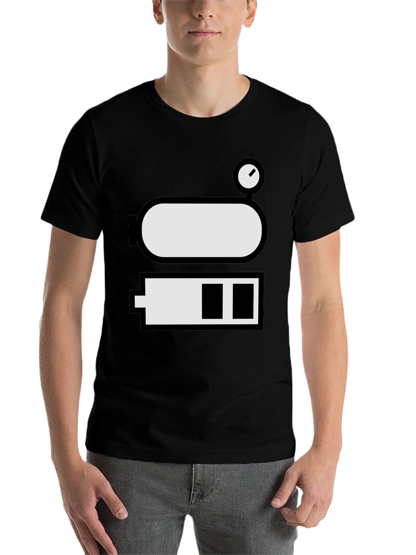 Black Low Battery Level Funny Graphic Tee view 7
