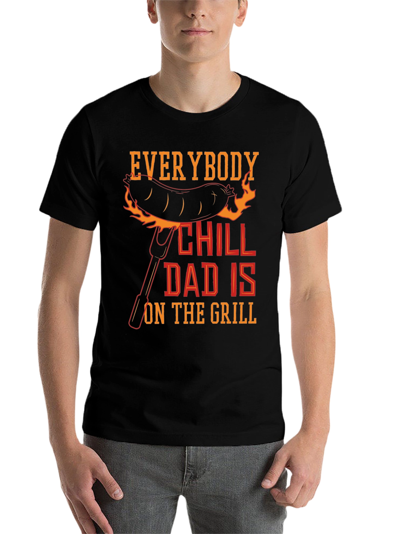 Black Everybody Chill Dad Is On The Grill T-Shirt view 7