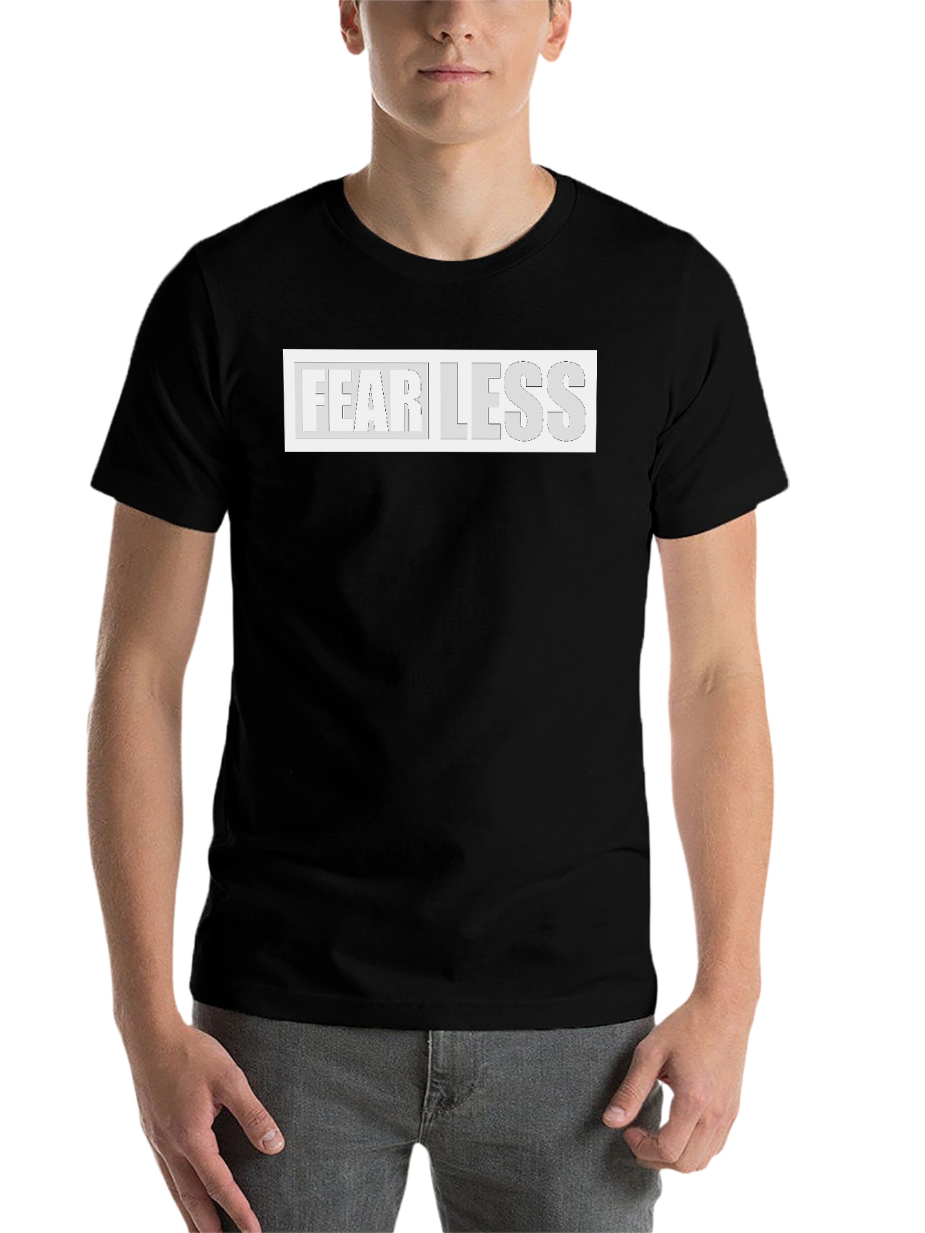 Black Fearless Graphic Print Black T-Shirt view 7