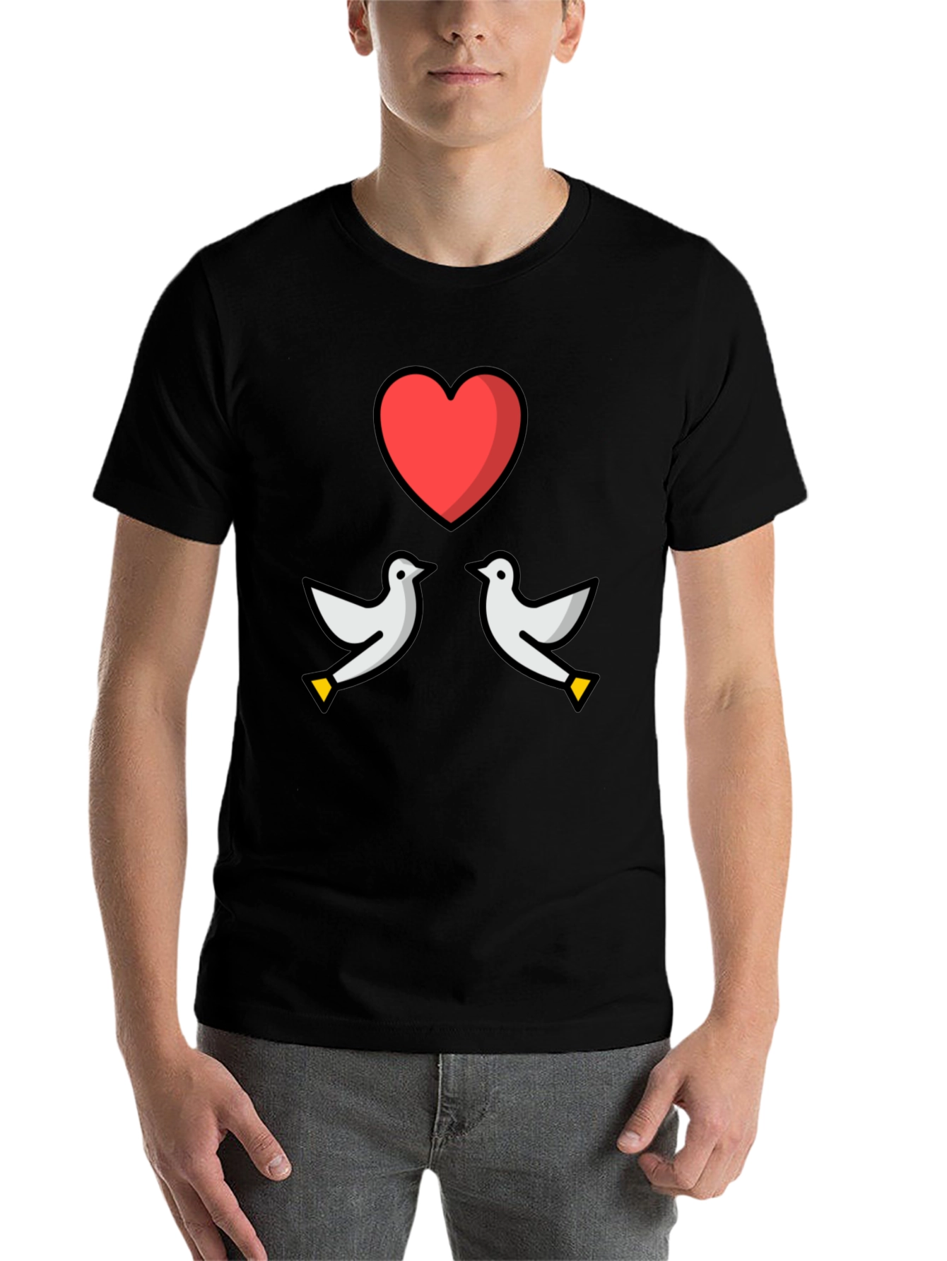 Black Dove Heart Graphic Tee - Love & Peace T-Shirt view 7