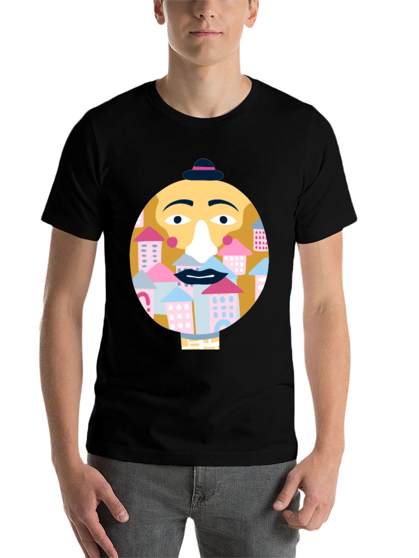 Black Quirky Face Graphic T-Shirt - City Beard view 7