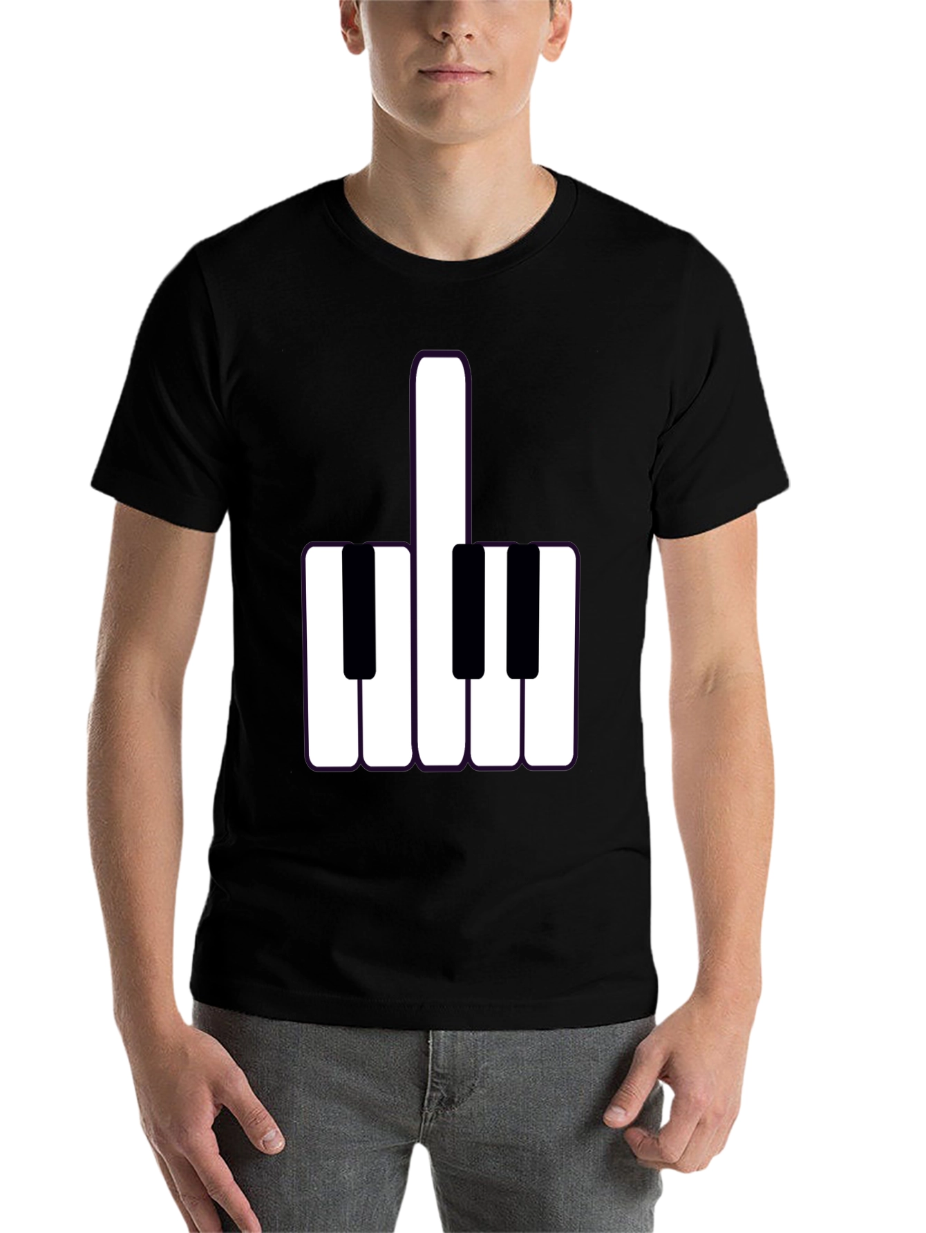 Black Musical Middle Finger Graphic Tee - Black view 7
