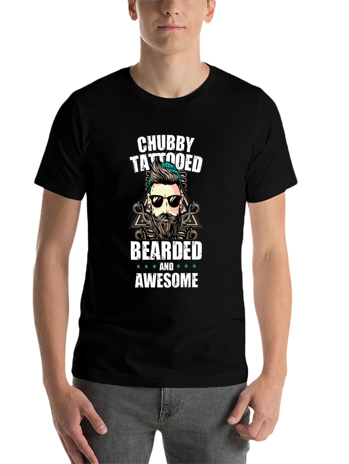 Black Chubby Tattooed Bearded Awesome T-Shirt view 7