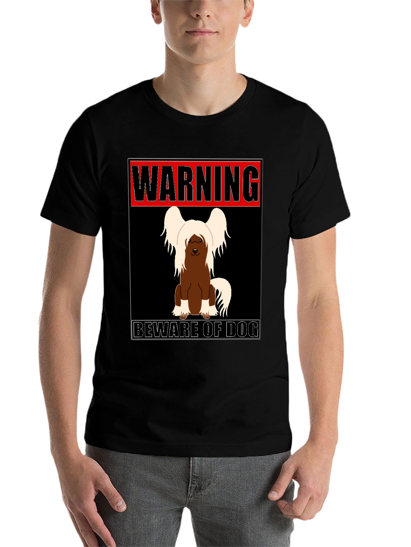 Black Warning Beware of Dog T-Shirt view 7