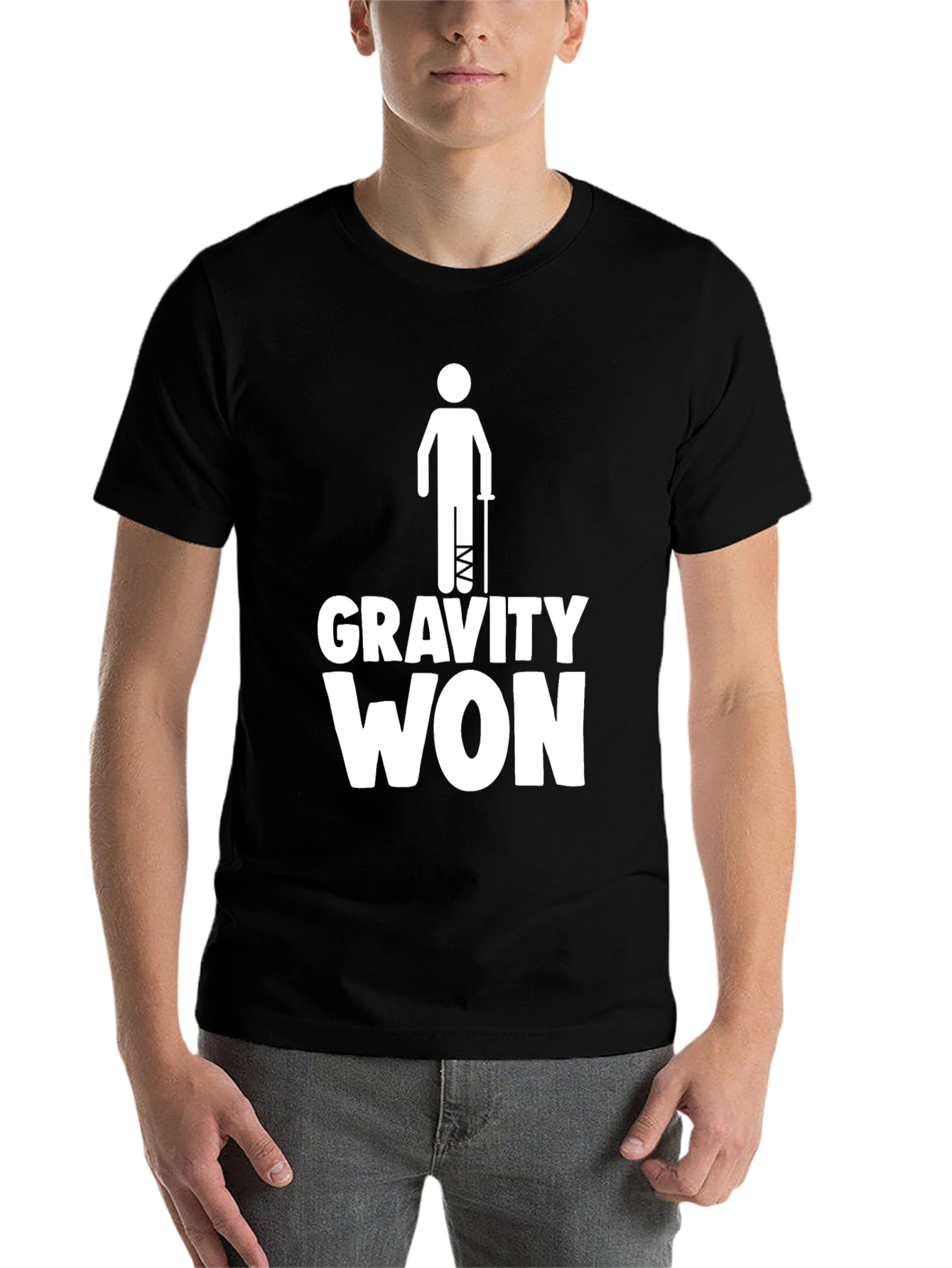 Black Gravity Won Funny Injury T-Shirt view 7