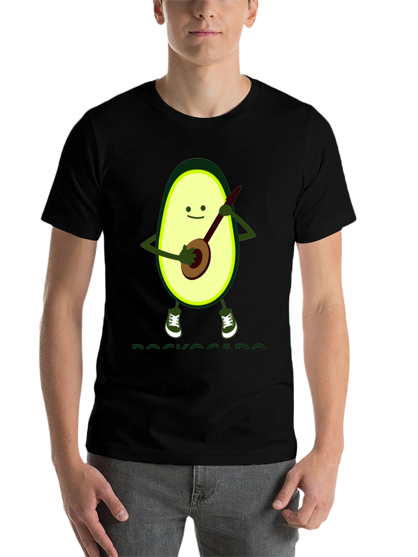 Black Avocado Banjo Player Graphic T-Shirt view 7