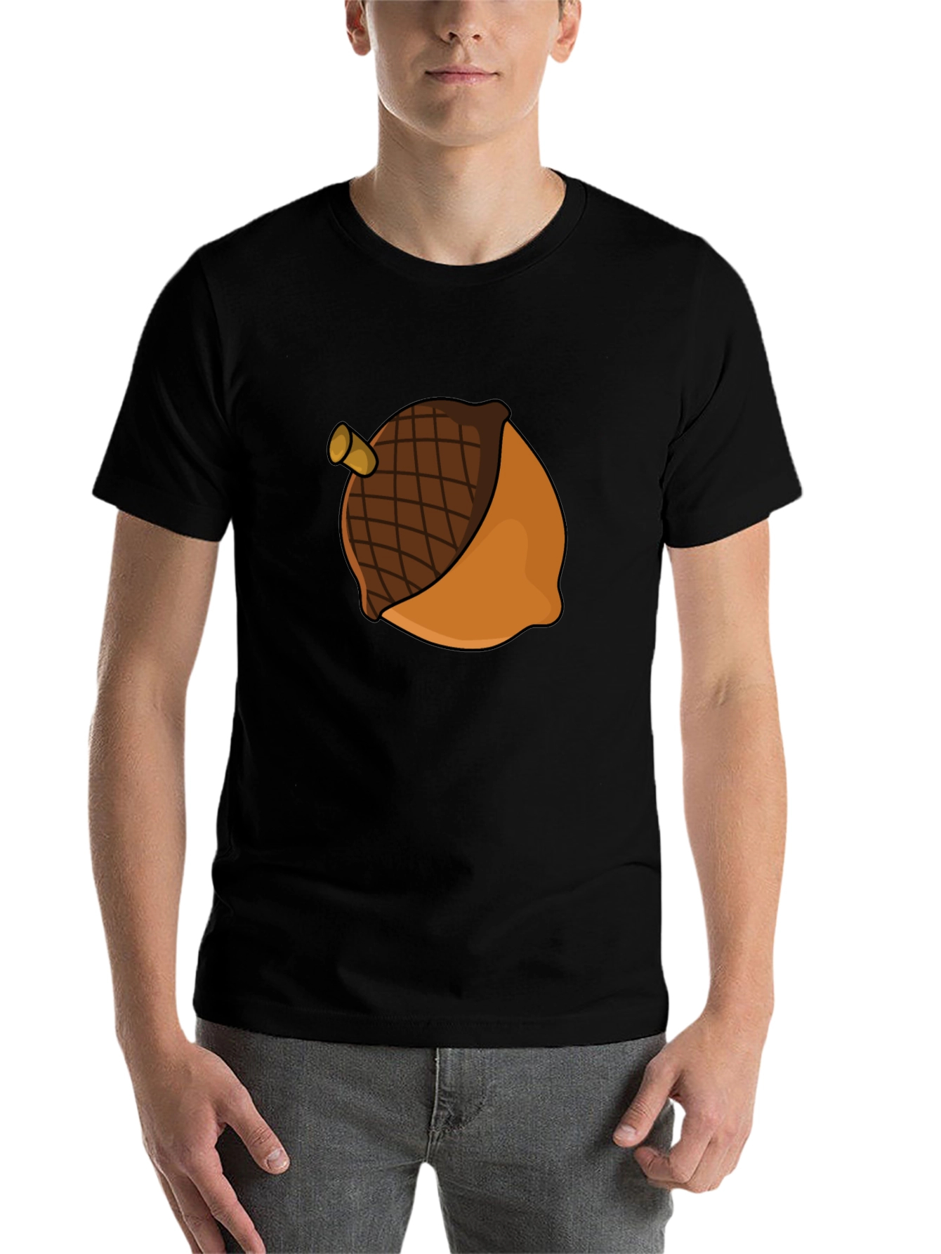 Black Acorn Graphic Tee - Nature Inspired Casual Wear view 7