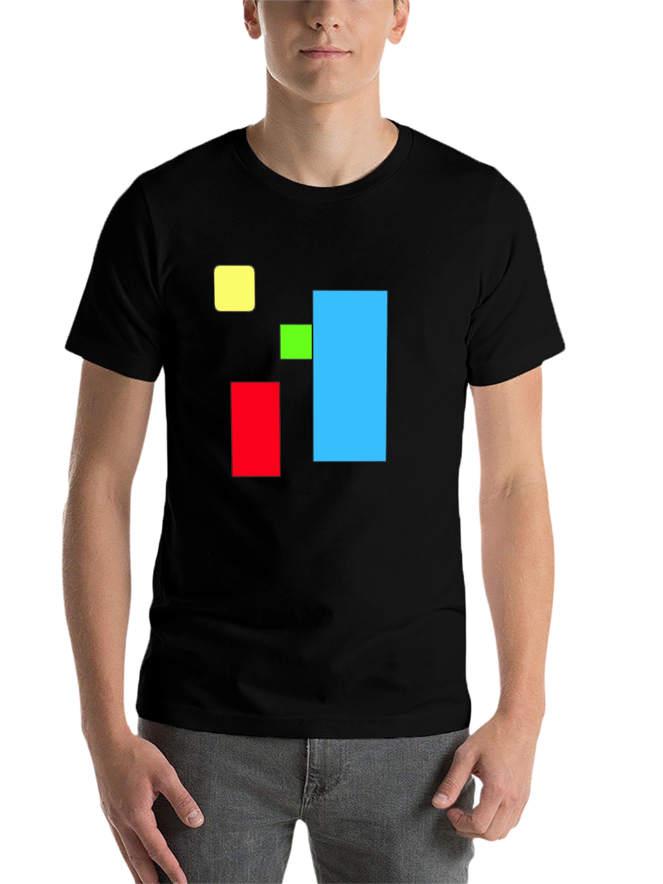Black Abstract Geometric Square T-Shirt - Bold Colors view 7