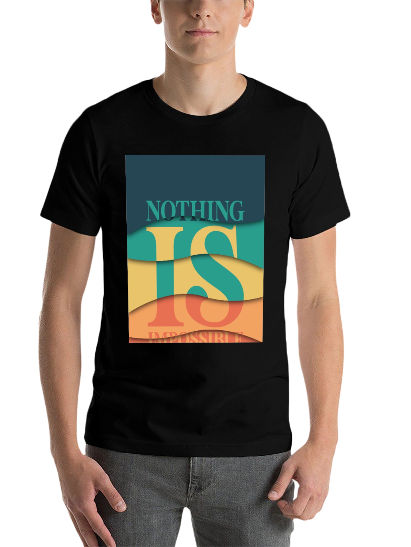 Black Nothing is Impossible Graphic T-Shirt view 7