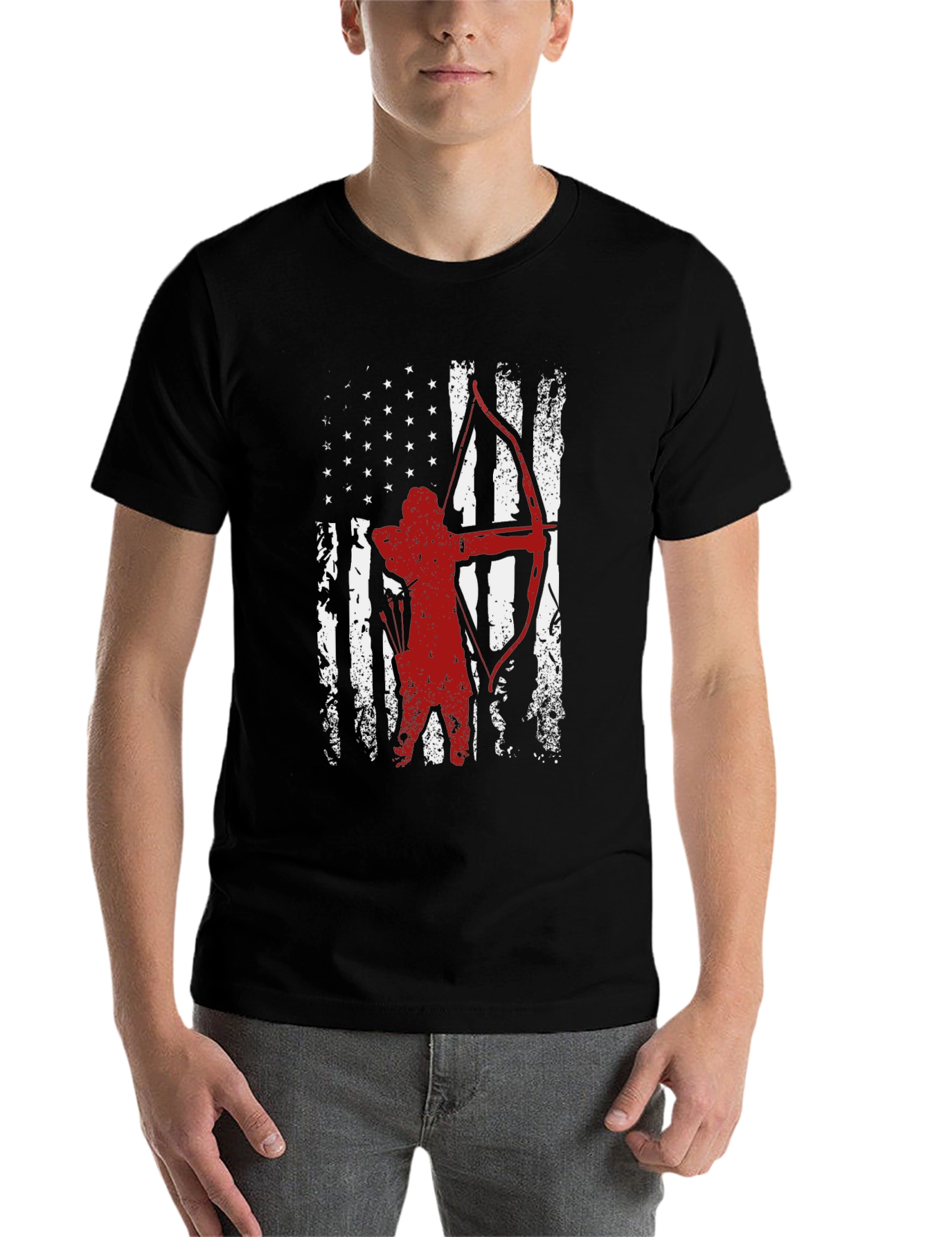 Black American Flag Archer Graphic Tee view 7