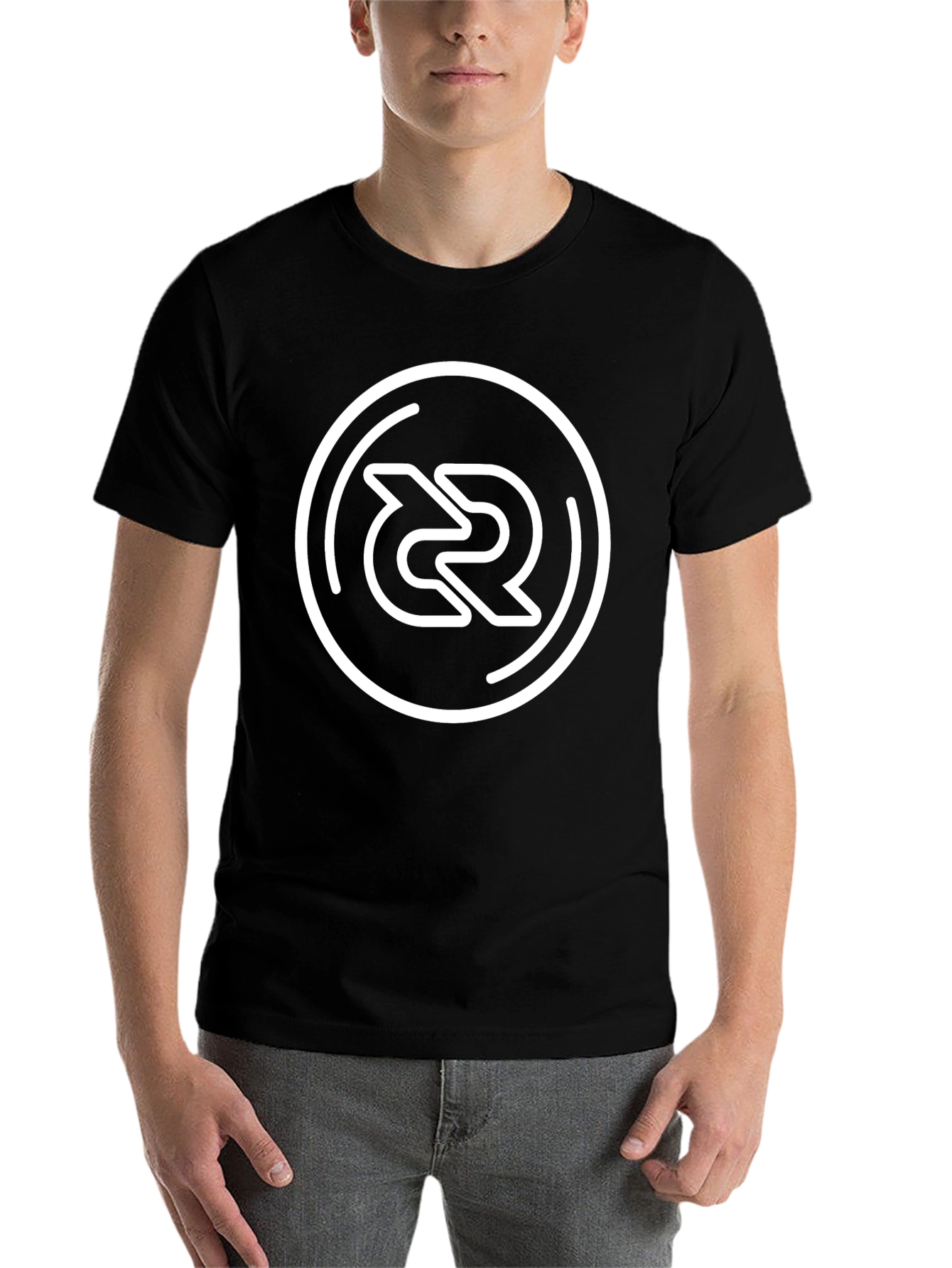 Black Graphic Black Tee with Circular Logo view 7