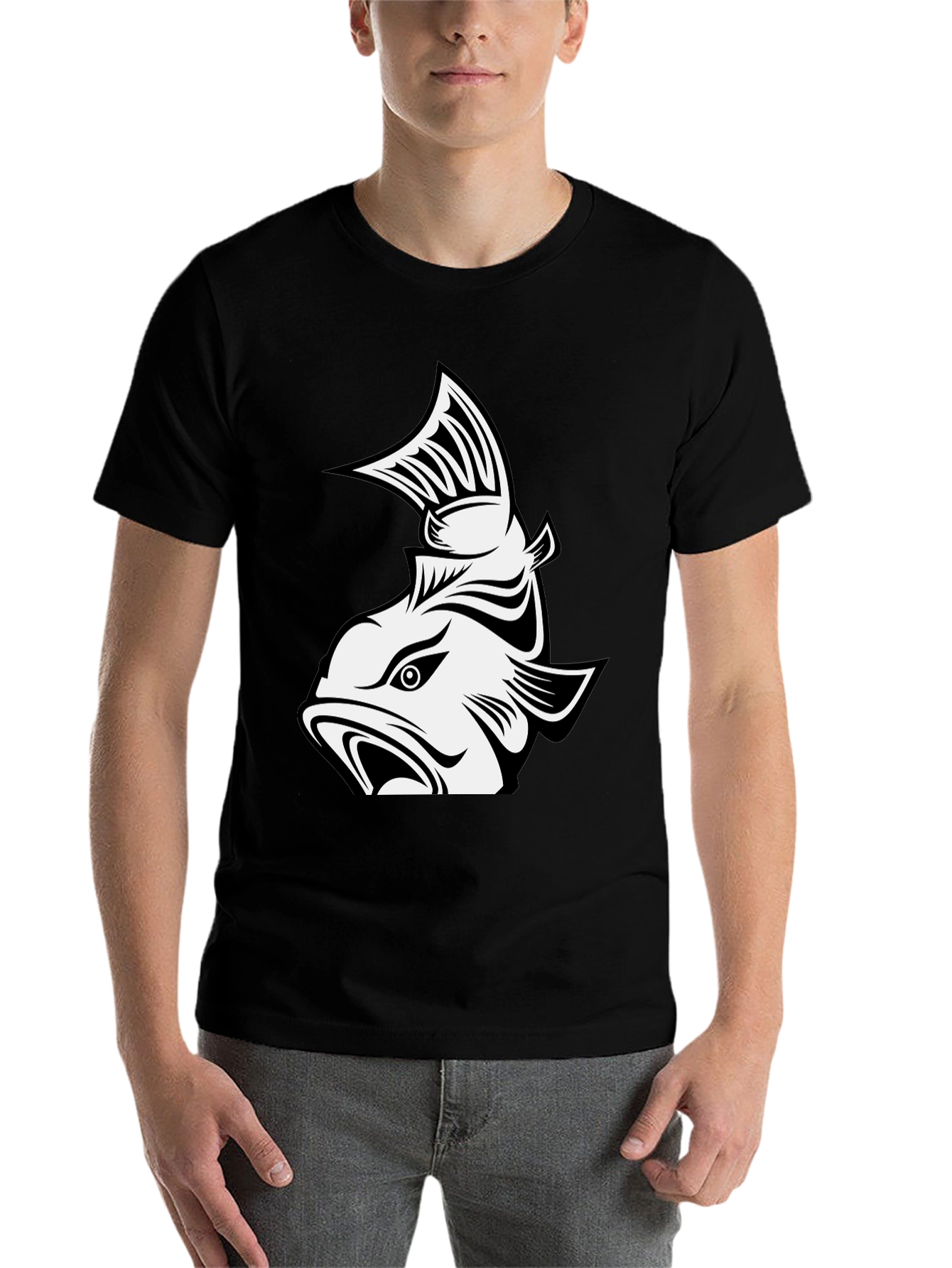 Black Fish Graphic T-Shirt - Men's Black Tee view 7