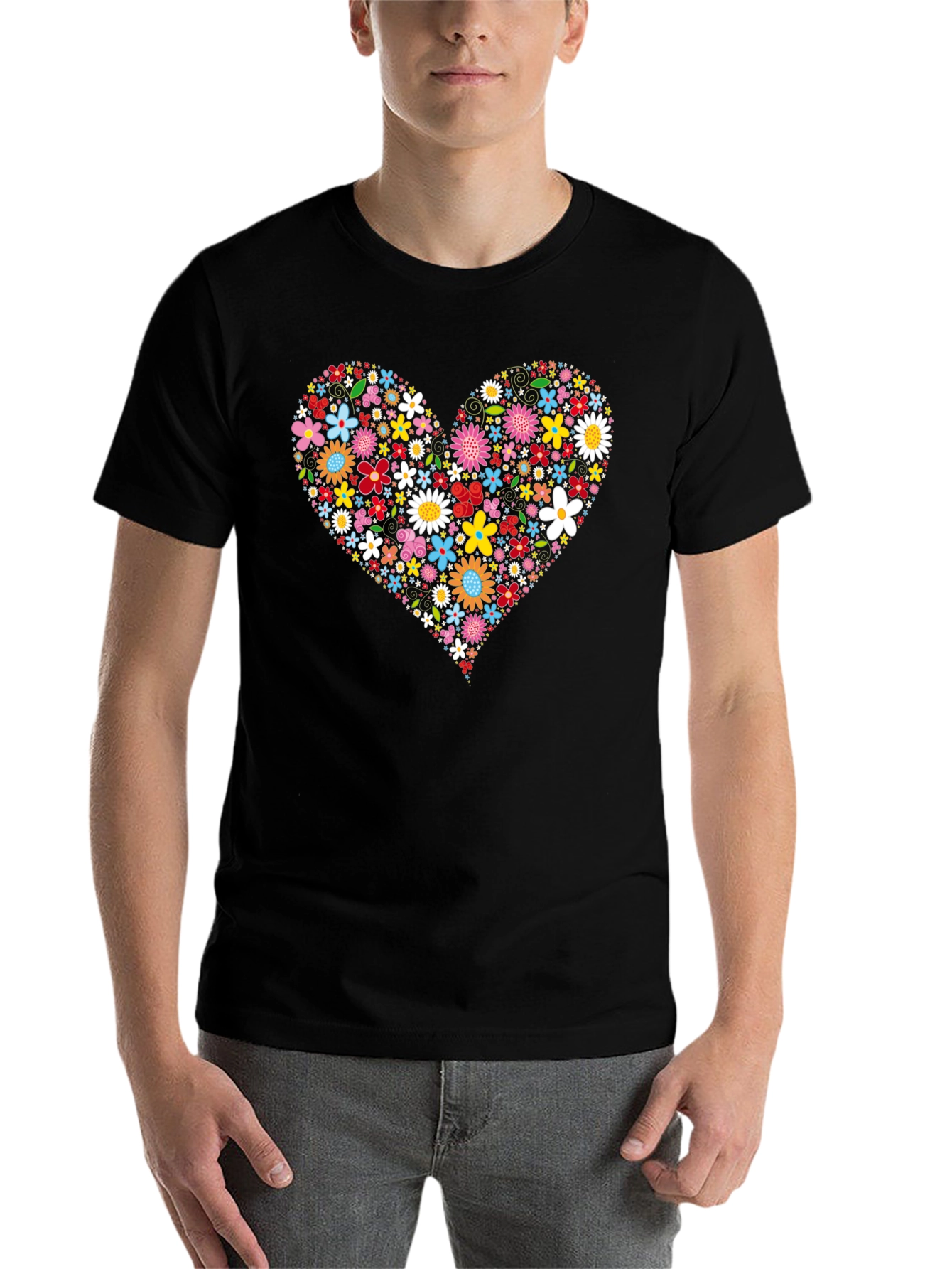Black Floral Heart Graphic Tee - Trendy Black T-Shirt view 7