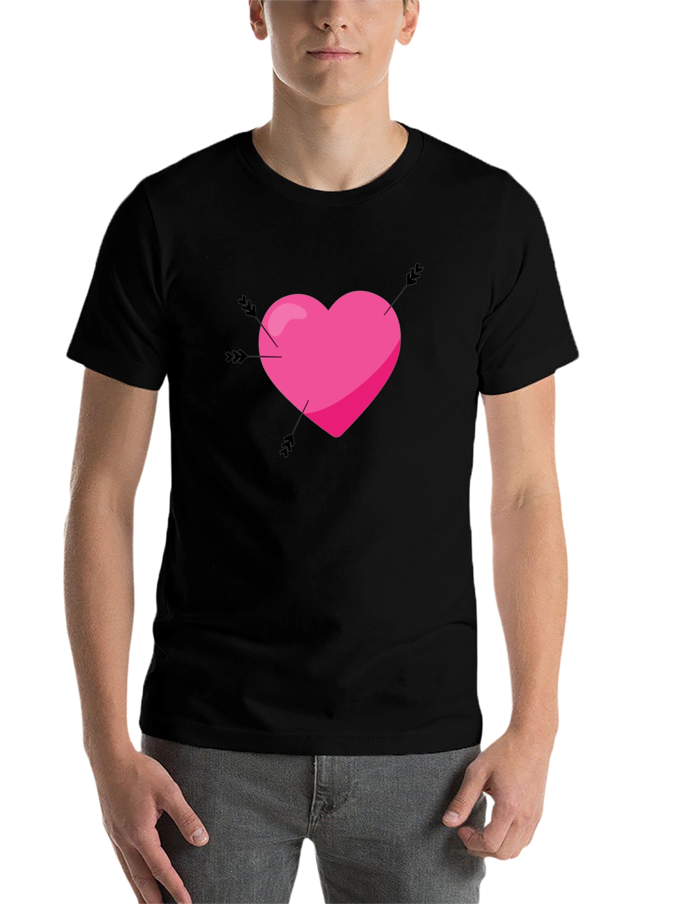Black Heart Arrow Graphic Tee - Men's Black T-Shirt view 7