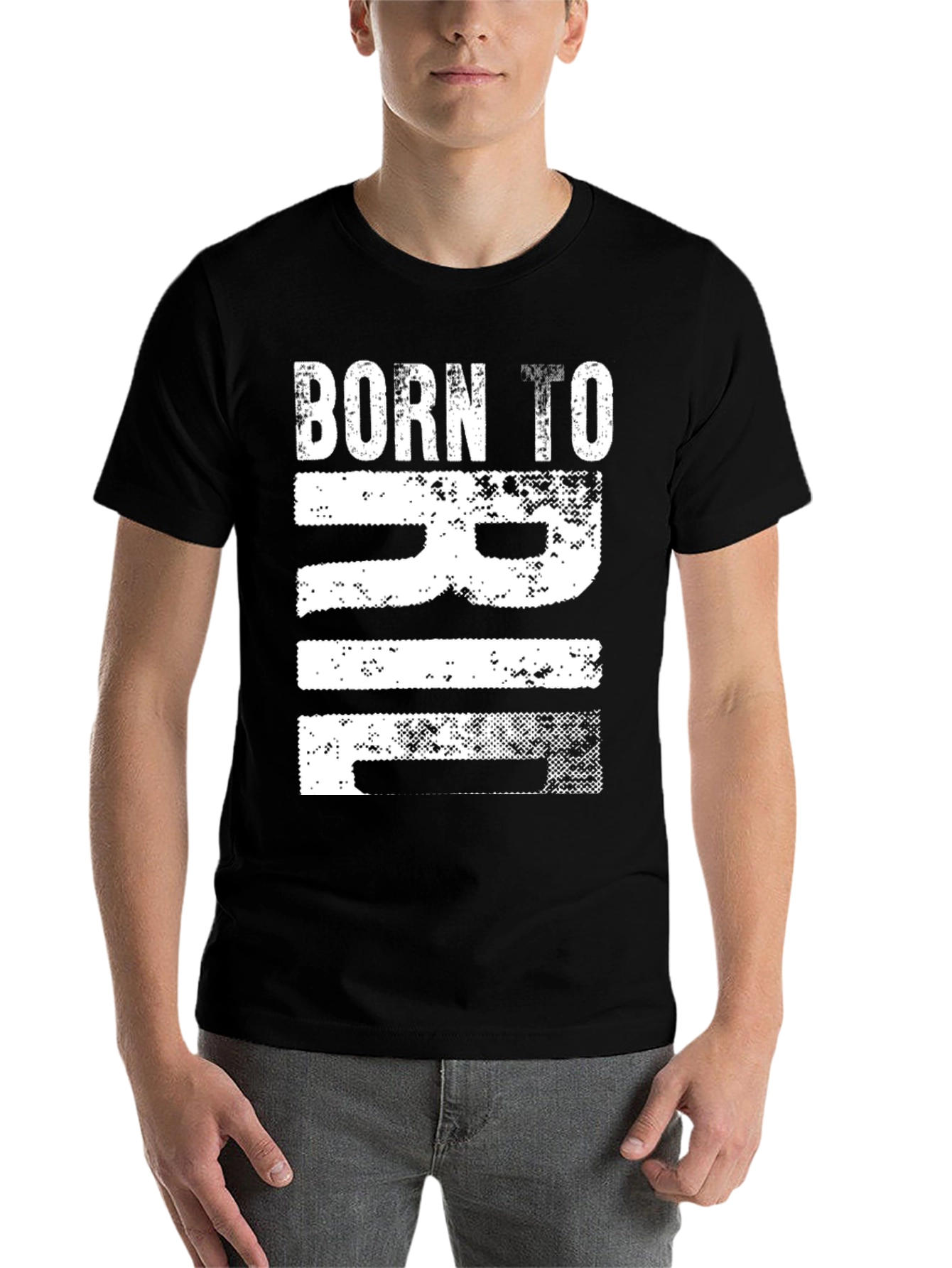 Black Born to RIF T-Shirt - Distressed Graphic Tee view 7
