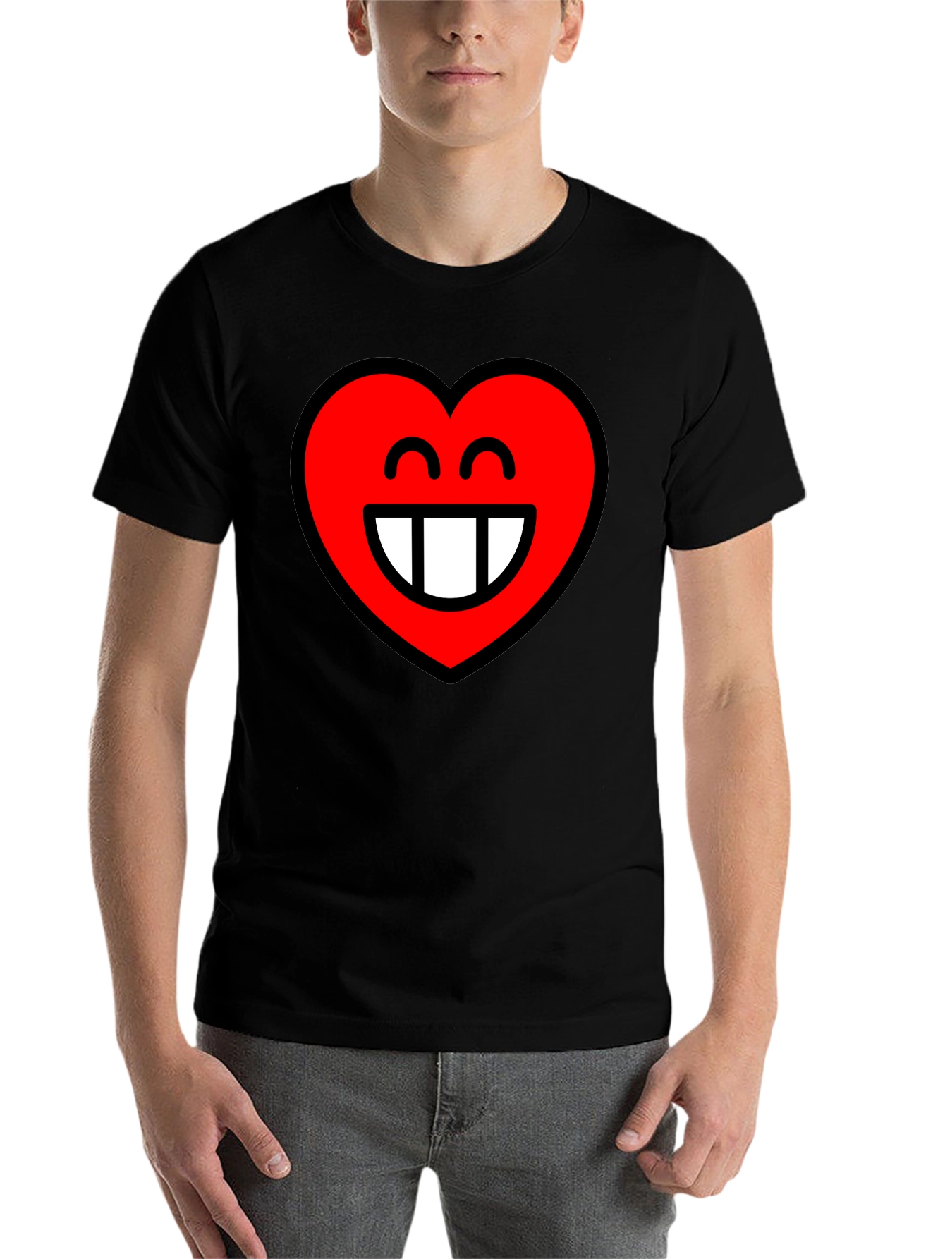 Black Heart Smile Graphic Black T-Shirt view 7