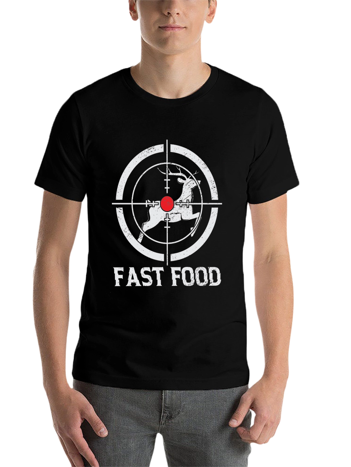 Black Fast Food Deer Graphic T-Shirt view 7