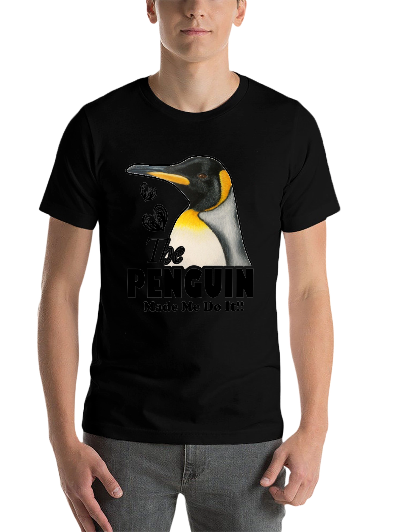 Black Penguin Made Me Do It! Novelty T-Shirt view 7