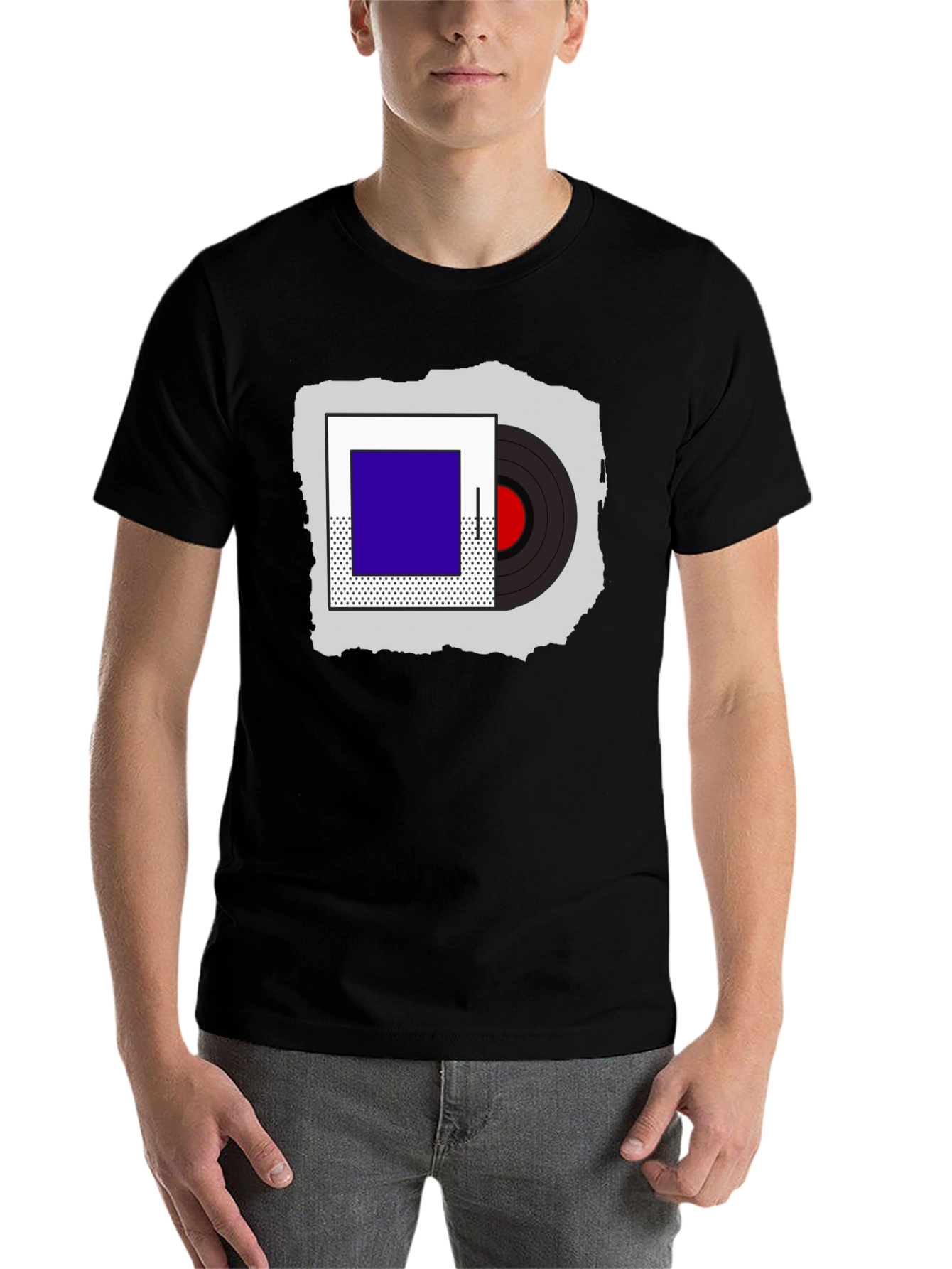 Black Retro Vinyl Record Graphic Tee - Cool Music Lover Shirt view 7