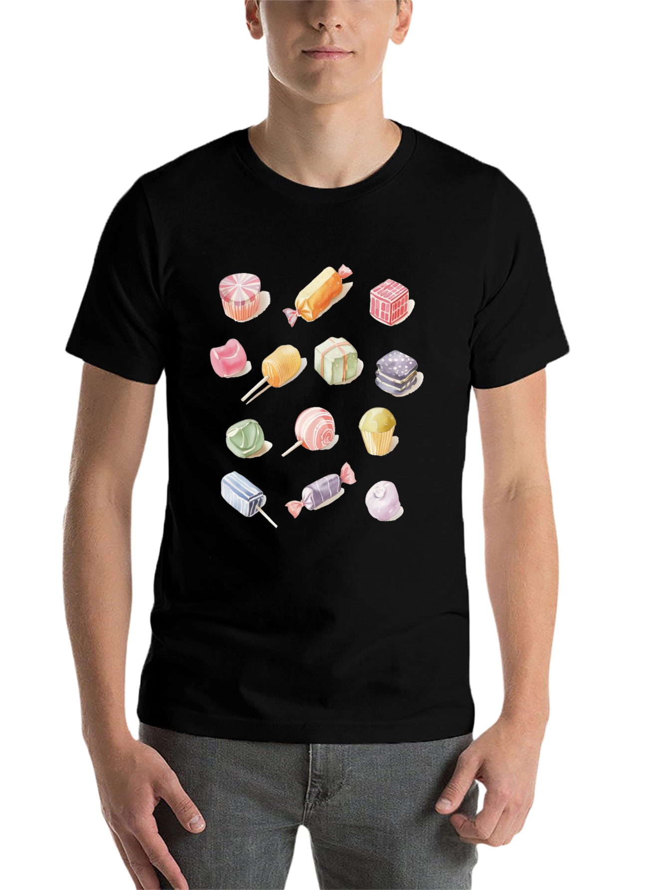 Black Sweet Treats T-Shirt: Candy Collection Design view 7
