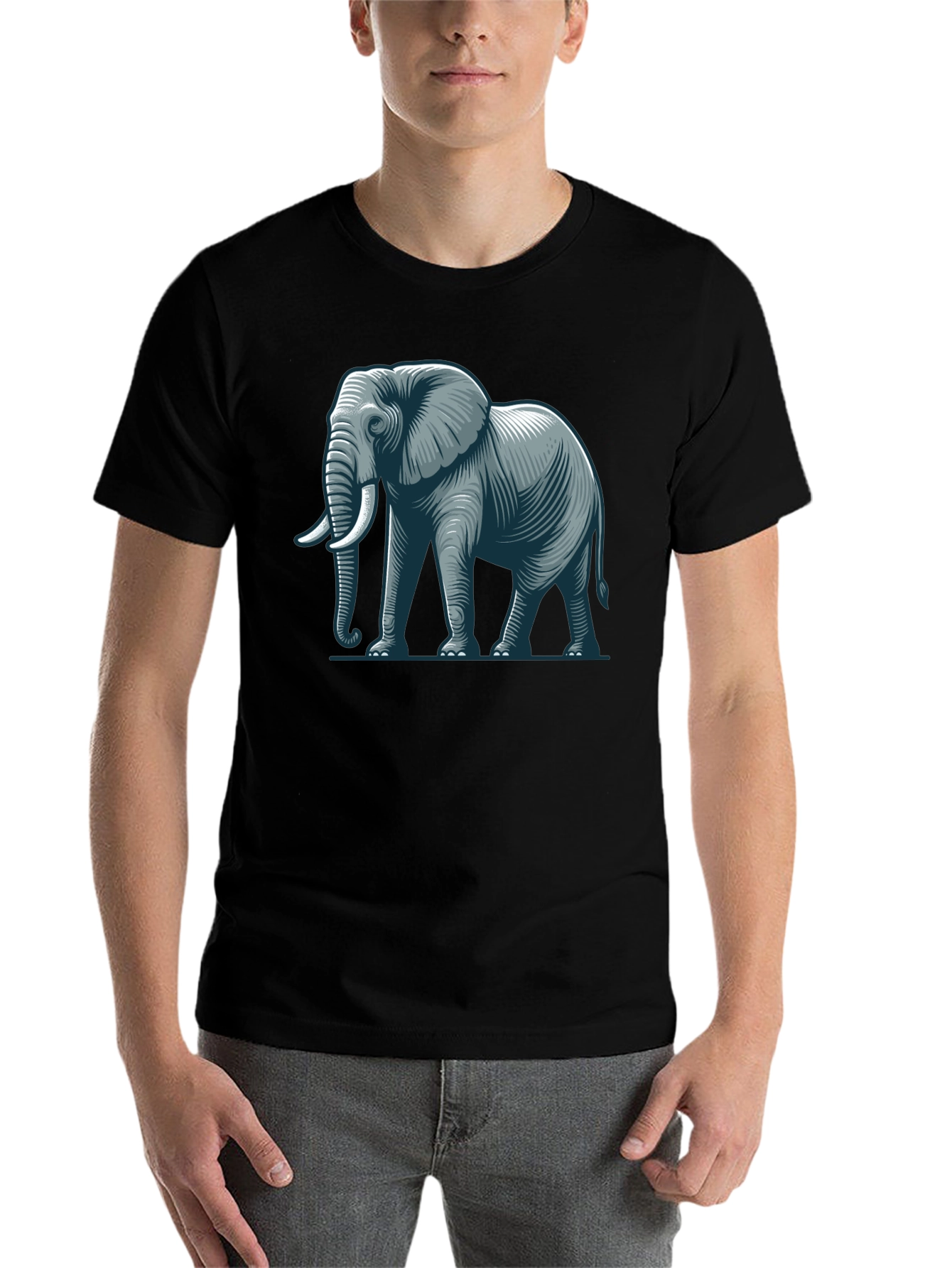 Black Elephant Graphic T-Shirt - Black Cotton Tee view 7
