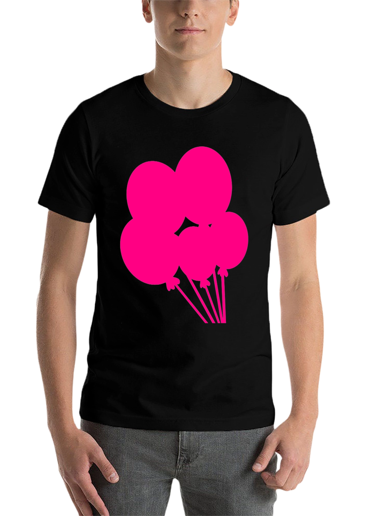 Black Fun Balloons Graphic Tee - Black Cotton T-Shirt view 7