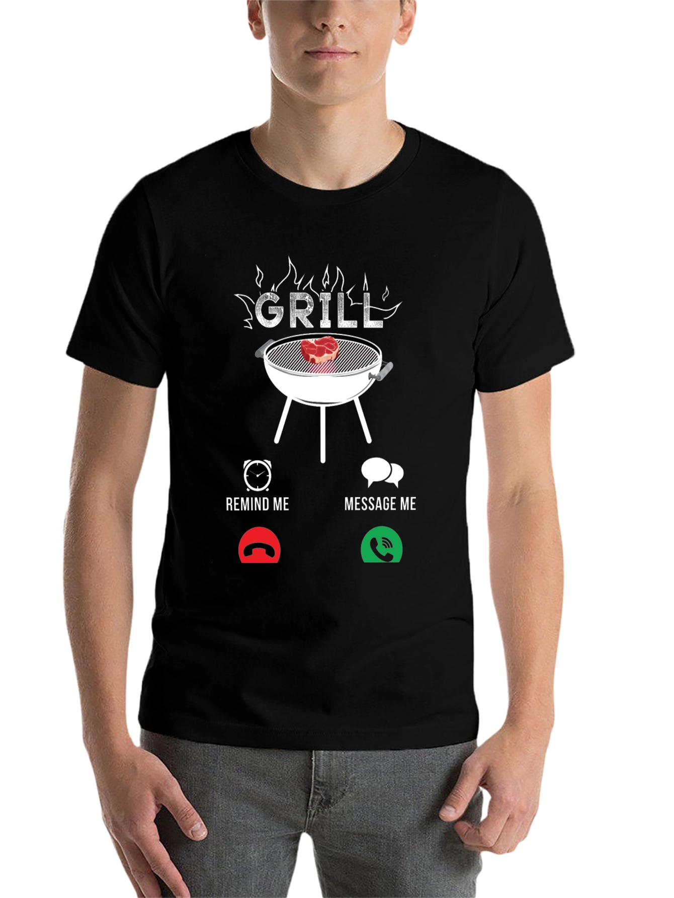 Black Grill Remind/Message Funny BBQ T-Shirt view 7
