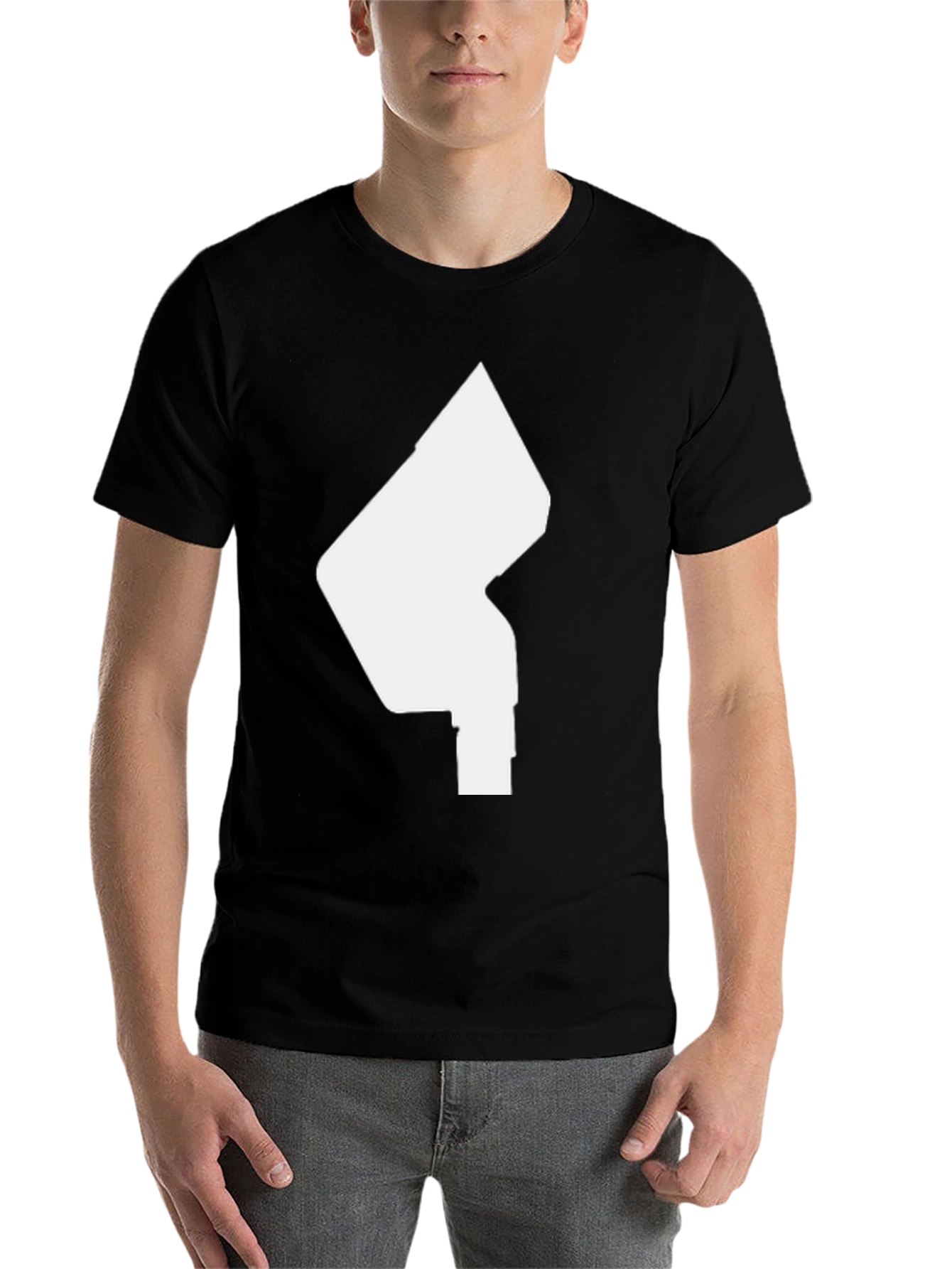 Black Modern Graphic Tee - Abstract White Design on Black Shirt view 7