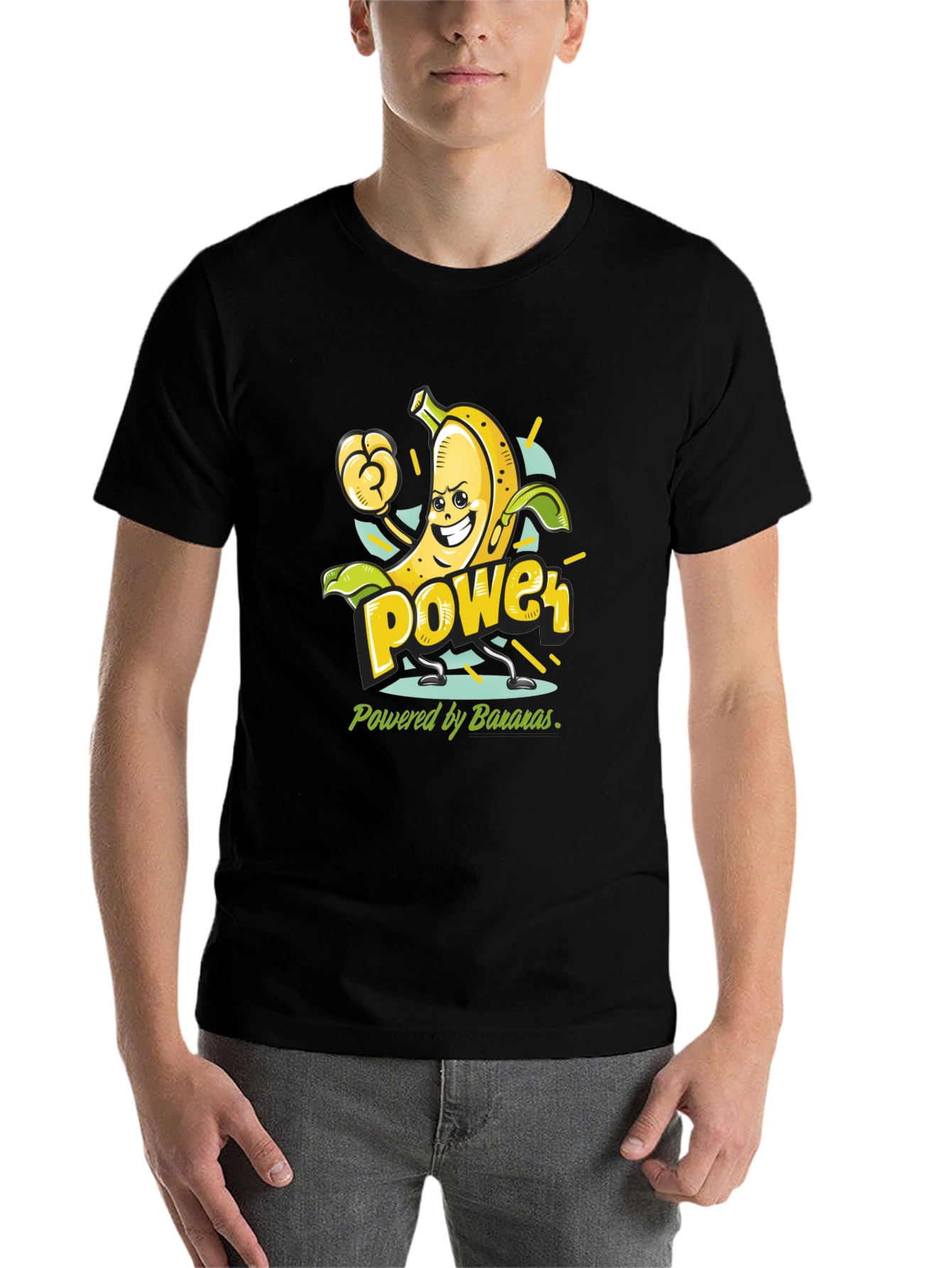 Black Banana Power T-Shirt - Fruit Cartoon Tee view 7