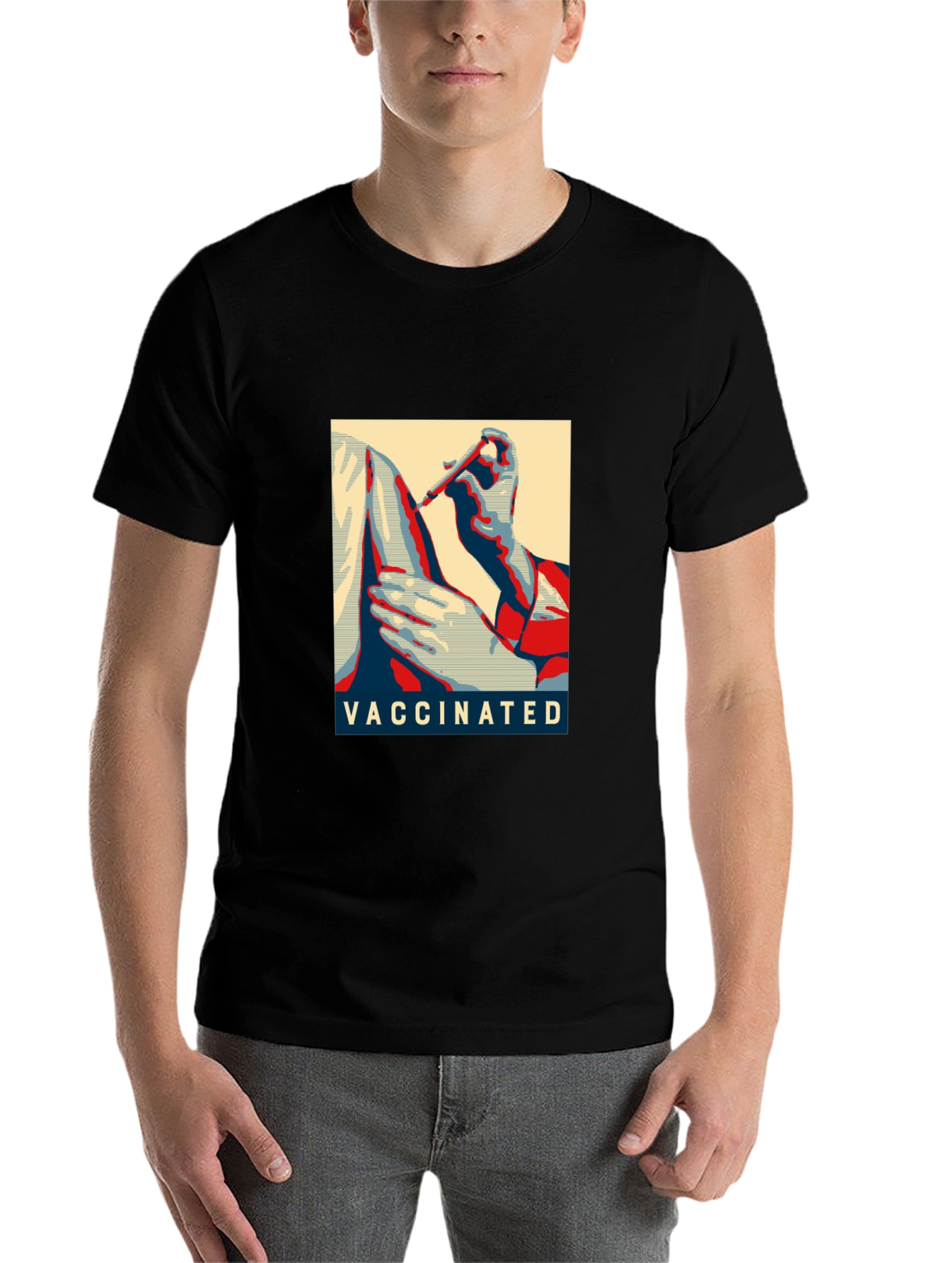 Black Vaccinated Graphic T-Shirt - Black Cotton Blend view 7