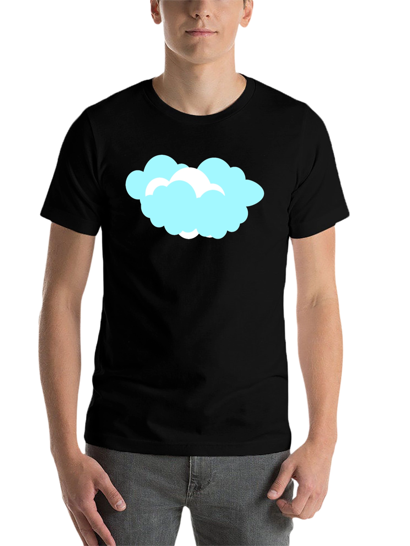 Black Cloud Graphic Black T-Shirt, Soft Cotton Tee view 7
