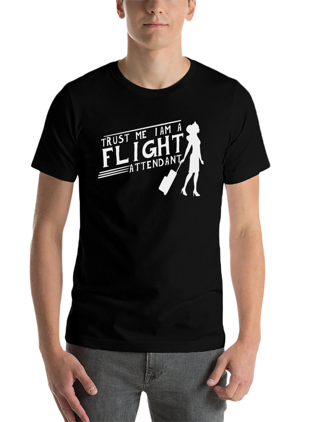 Black Trust Me I Am A Flight Attendant T-Shirt view 7