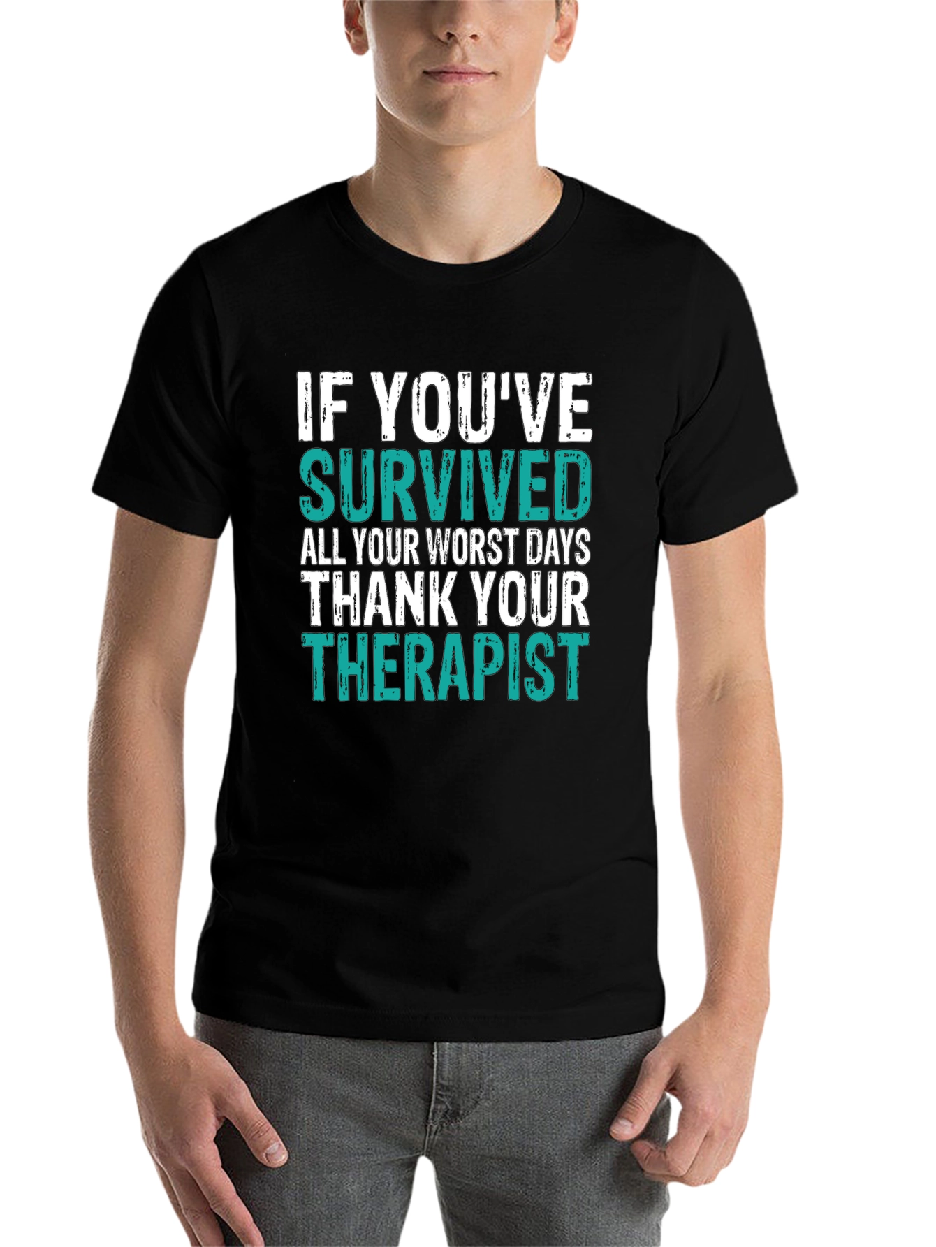 Black Thank Your Therapist T-Shirt view 7