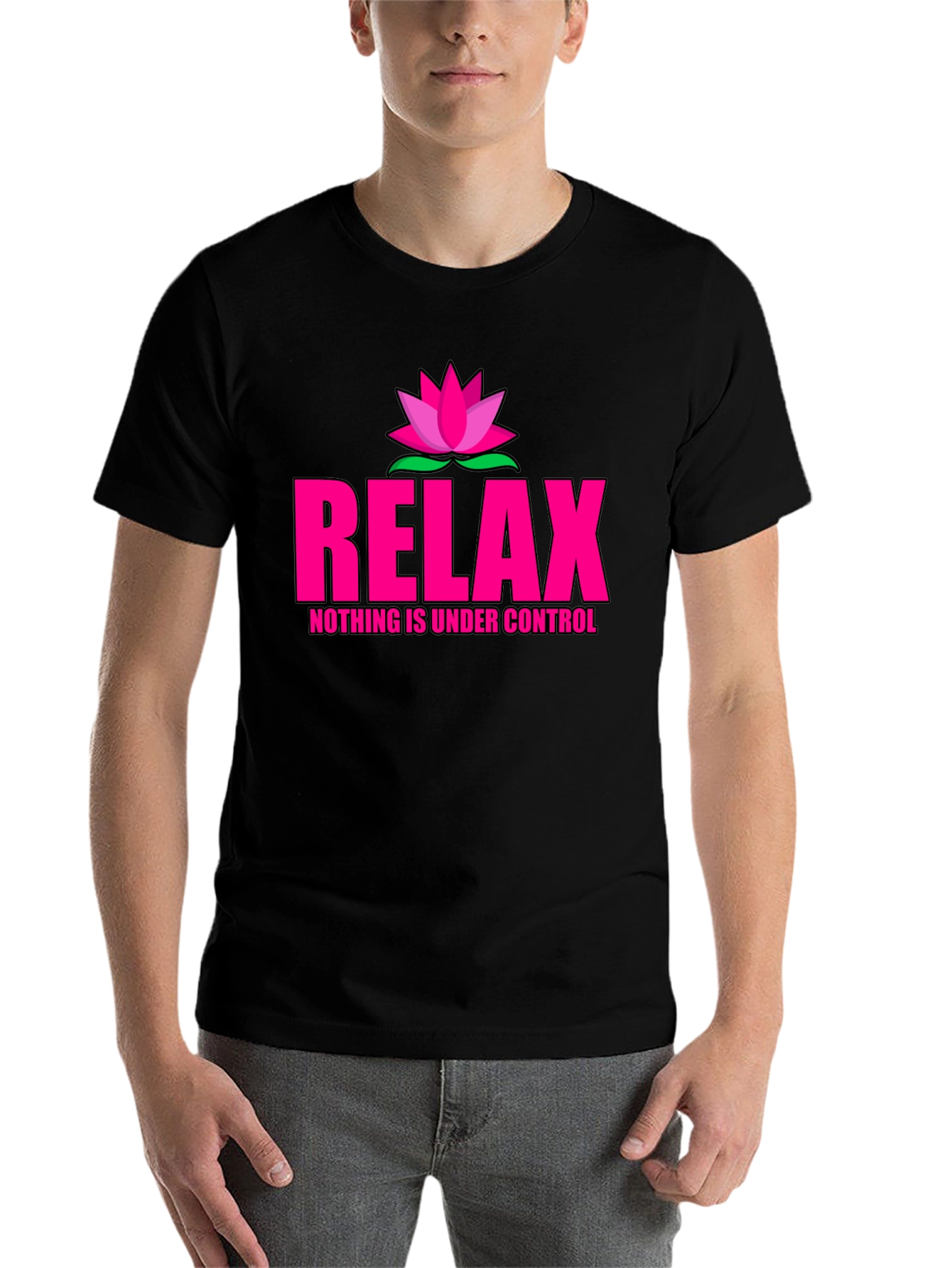 Black Relax Lotus T-Shirt - Nothing Is Under Control view 7