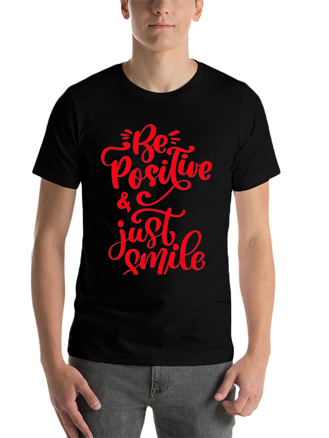 Black Be Positive T-Shirt - Motivational Graphic Tee view 7