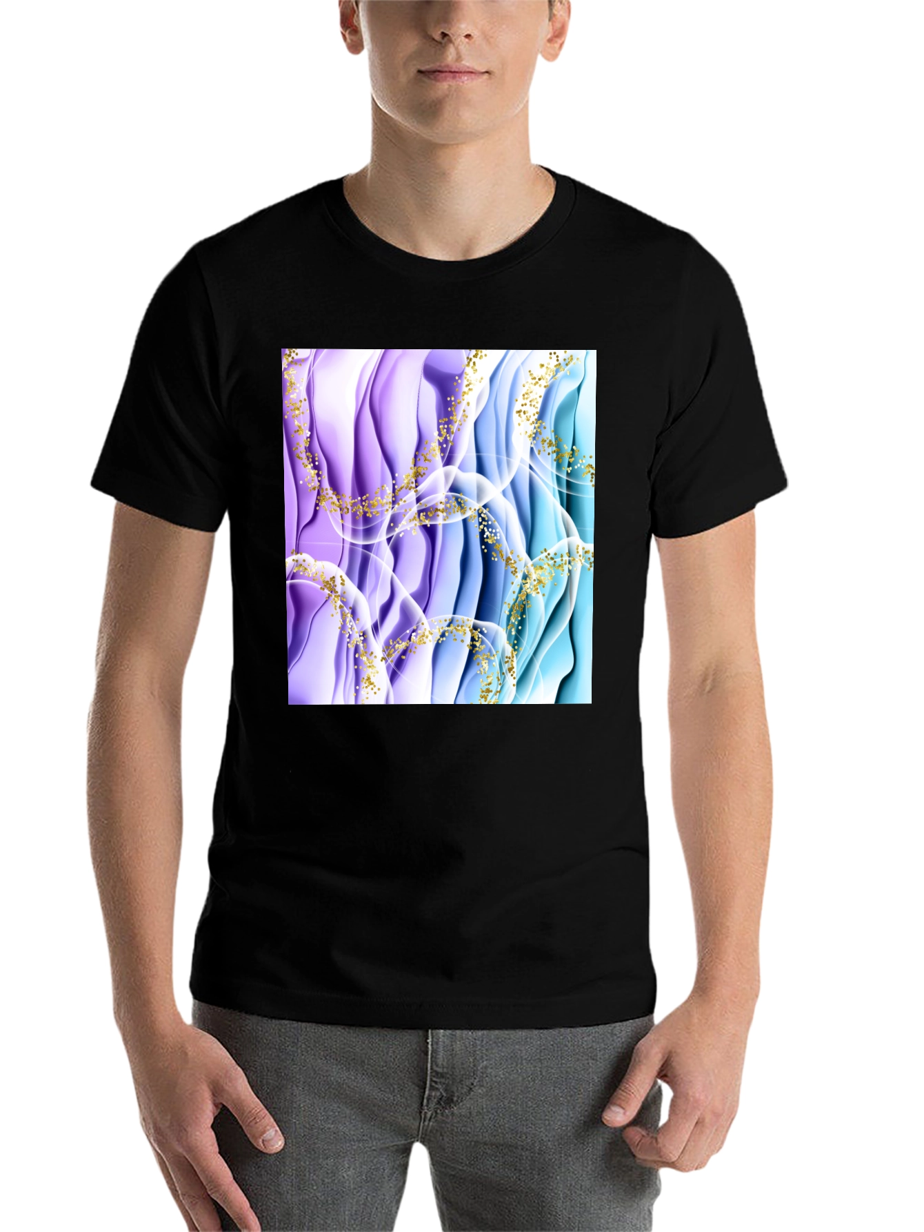 Black Abstract Art Men's Black T-Shirt view 7