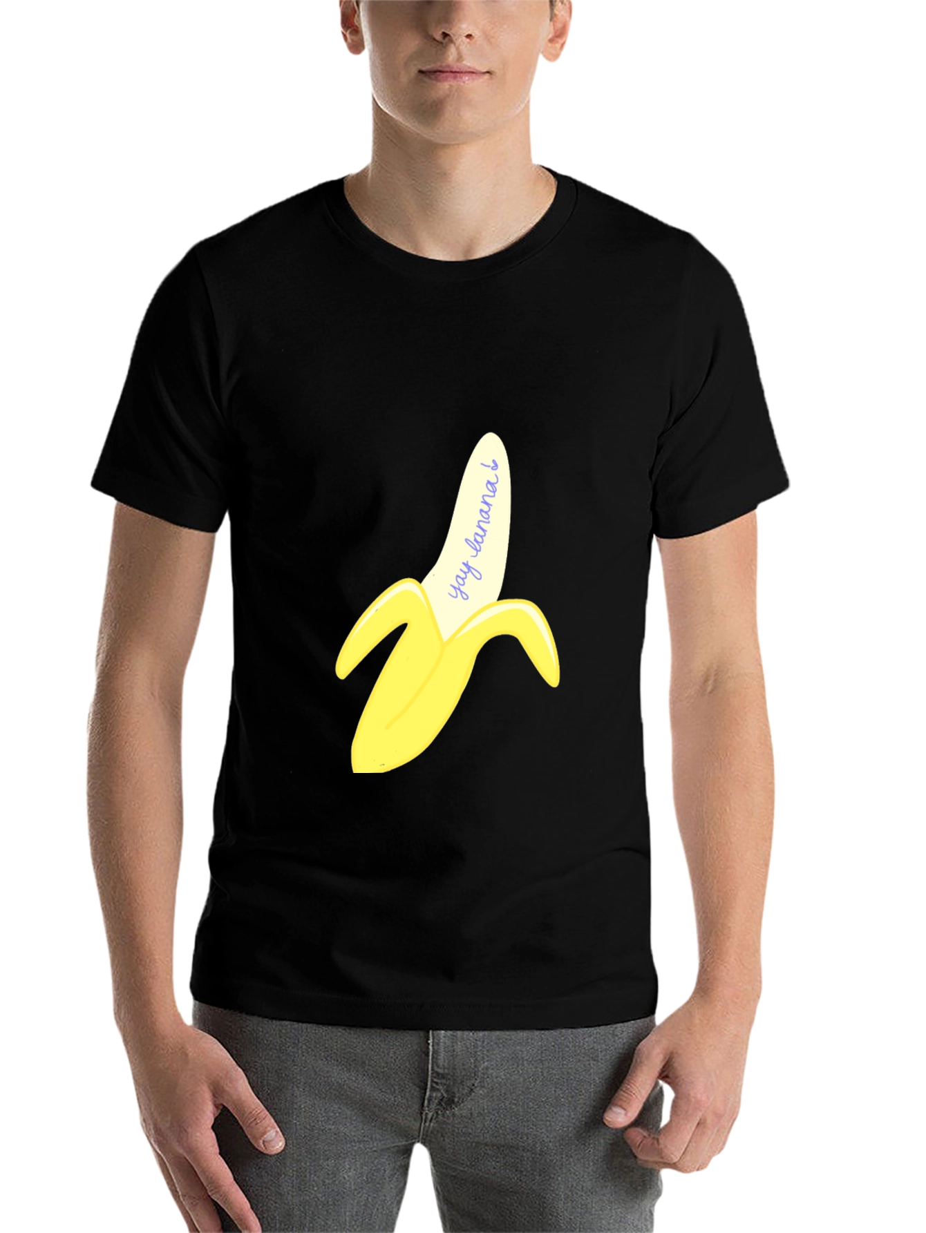 Black Yay Banana! Graphic Print T-Shirt view 7
