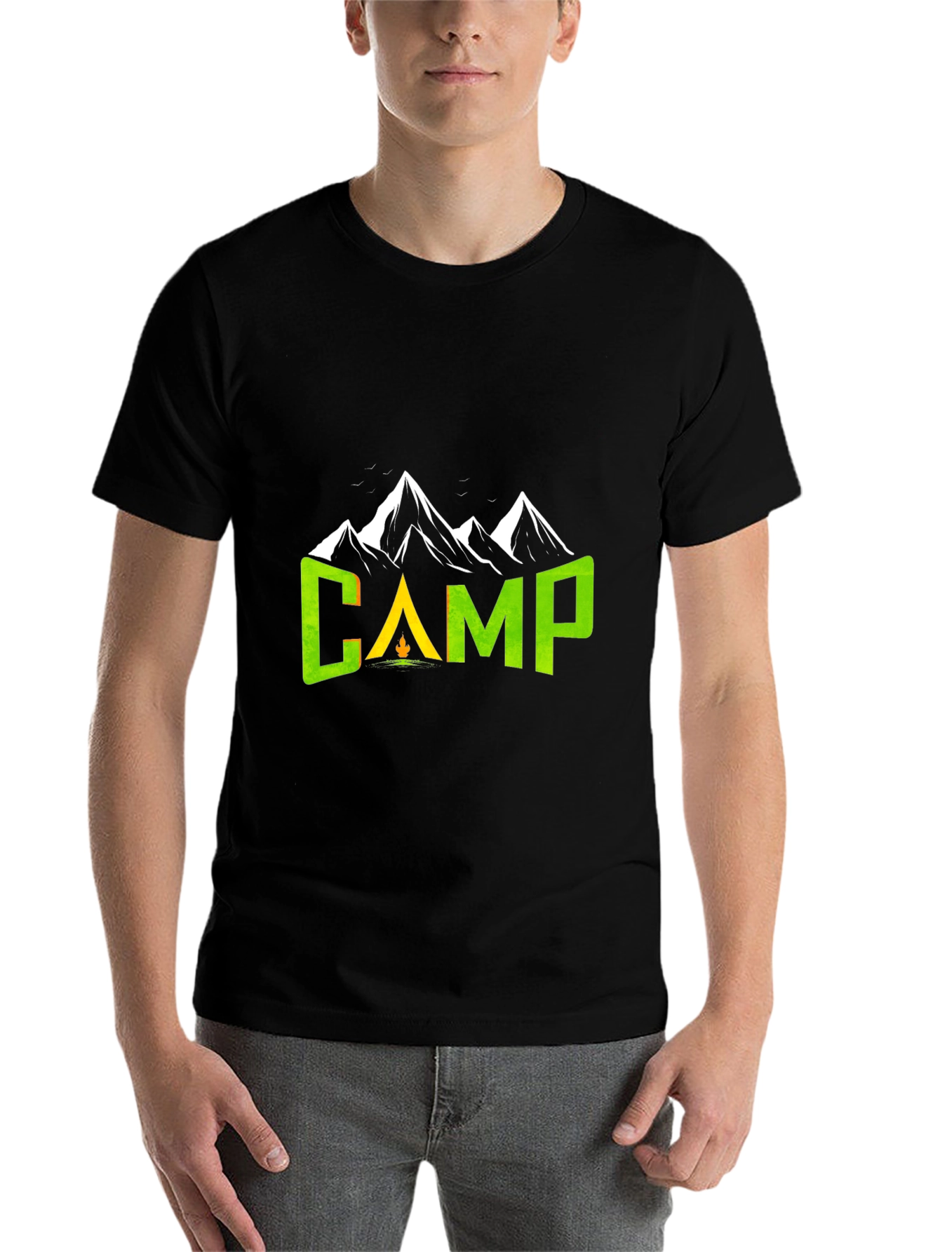 Black Camping Adventure T-Shirt - Mountain Design view 7
