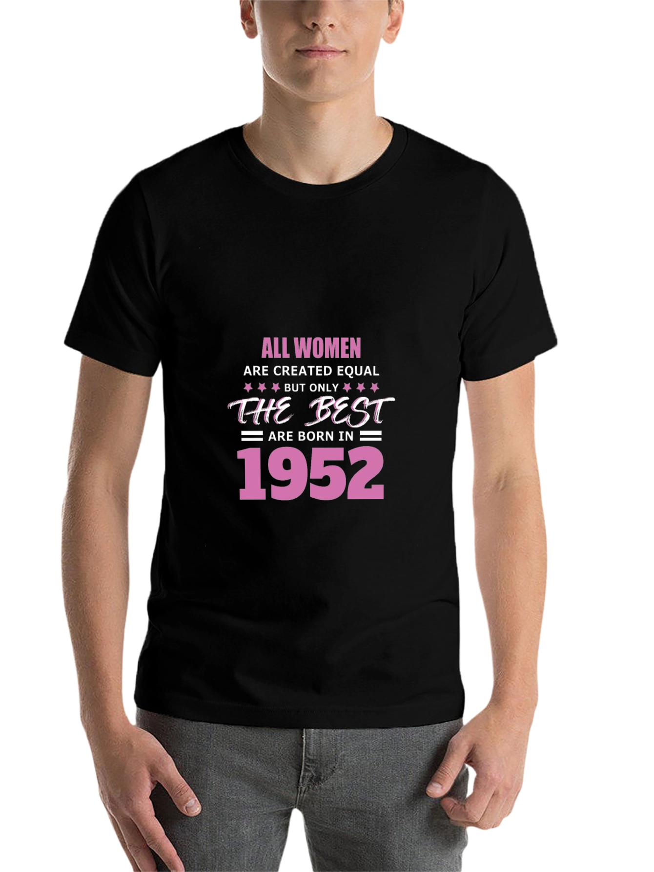 Black All Women Best Born in 1952 Black T-Shirt view 7