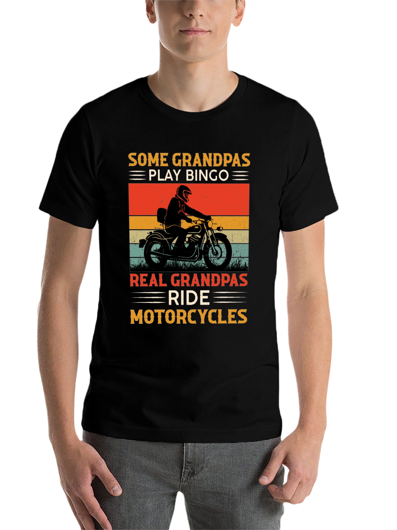 Black Grandpa Motorcycle T-Shirt view 7