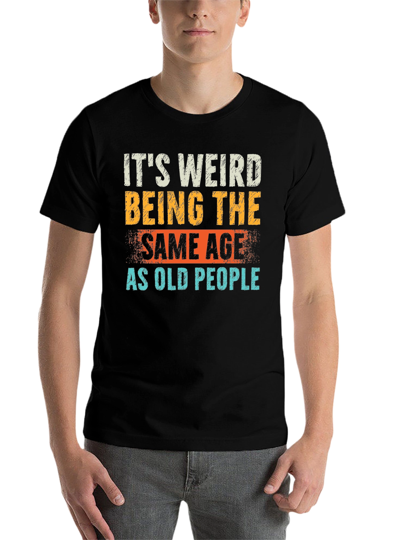 Black Funny 'Same Age as Old People' Graphic Tee view 7
