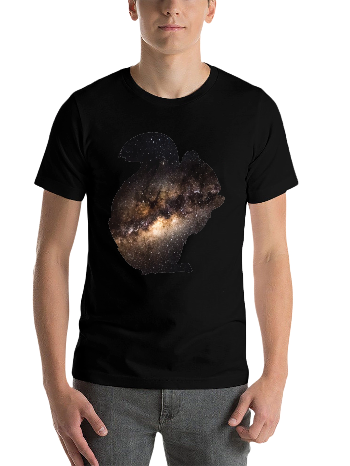 Black Galaxy Print Black T-Shirt for Men view 7