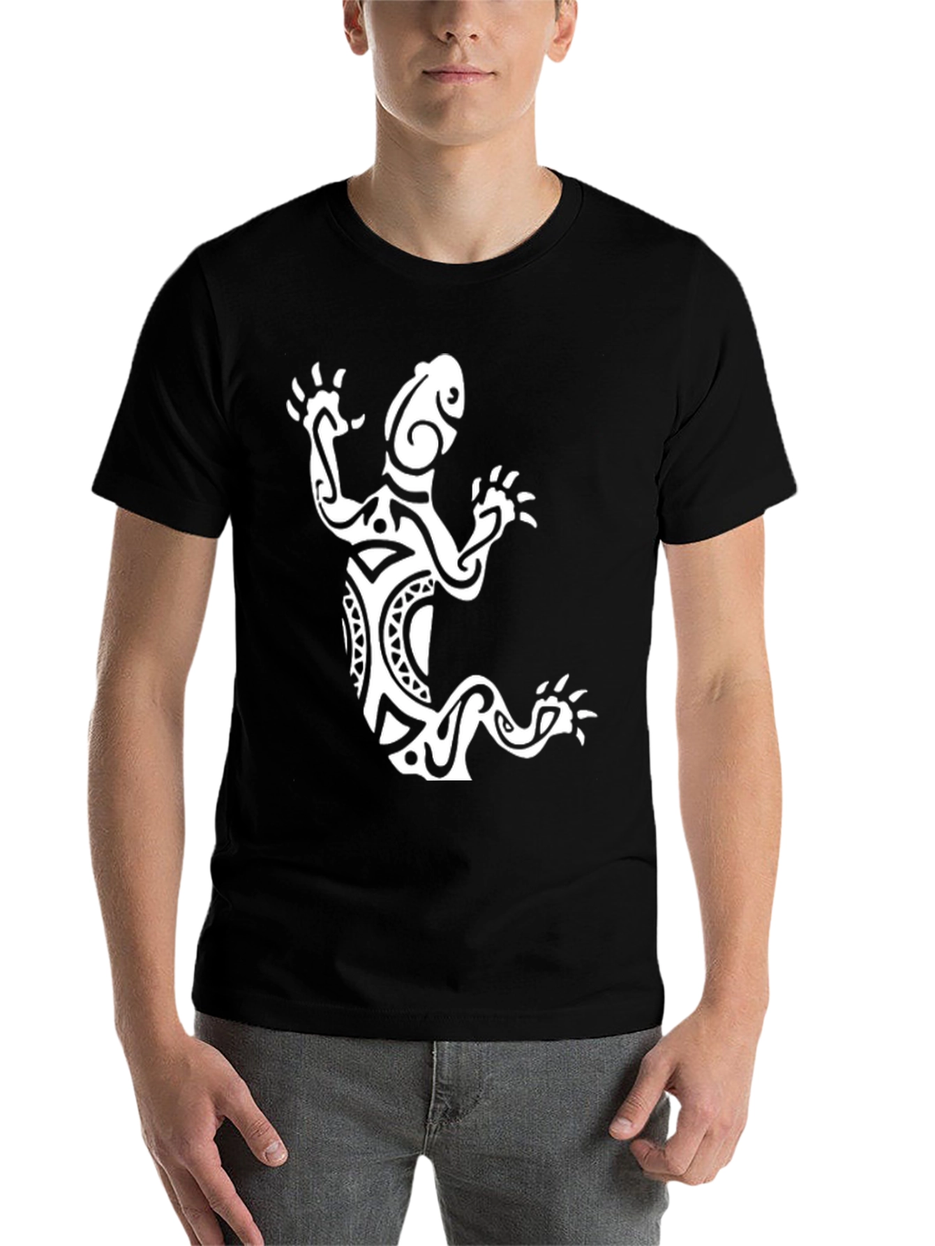 Black Tribal Lizard Graphic Tee - Black view 7
