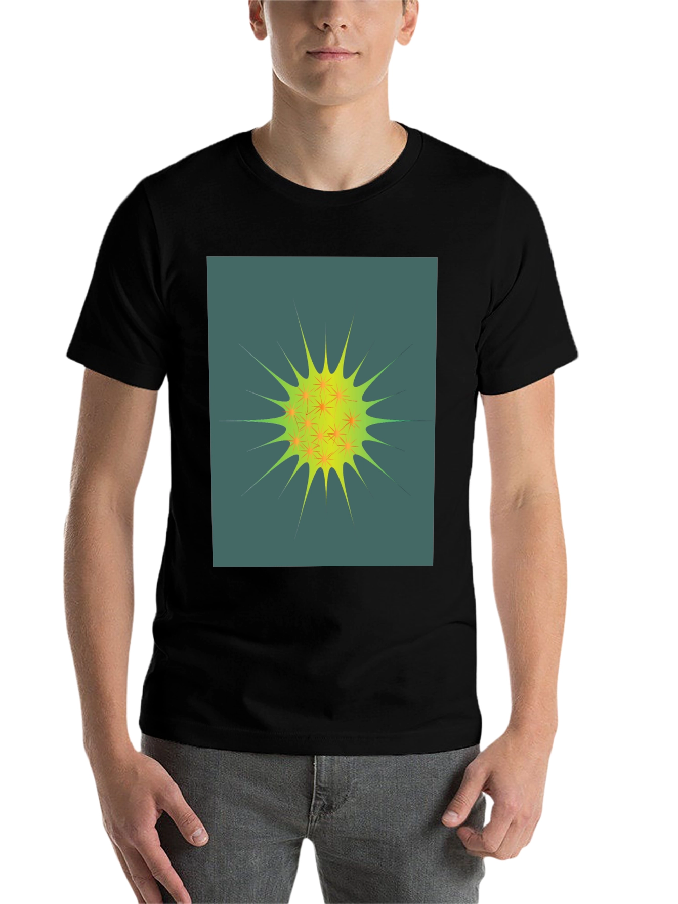 Black Abstract Spiky Graphic Tee - Unisex Black T-Shirt view 7