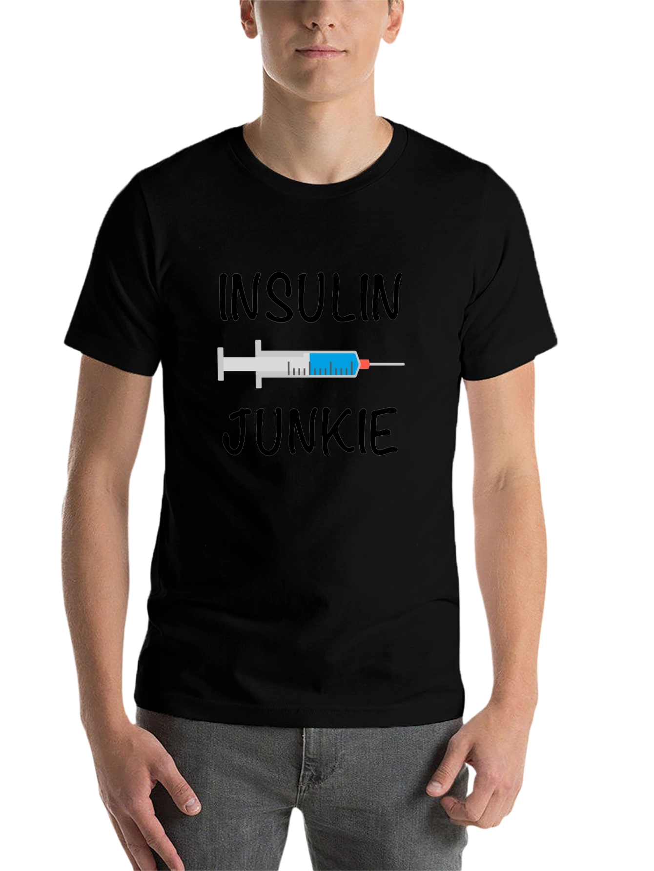 Black Insulin Junkie Graphic Tee - Black view 7