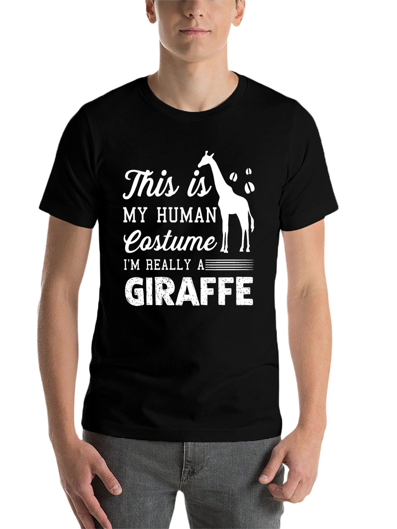 Black Funny Giraffe Costume T-Shirt view 7