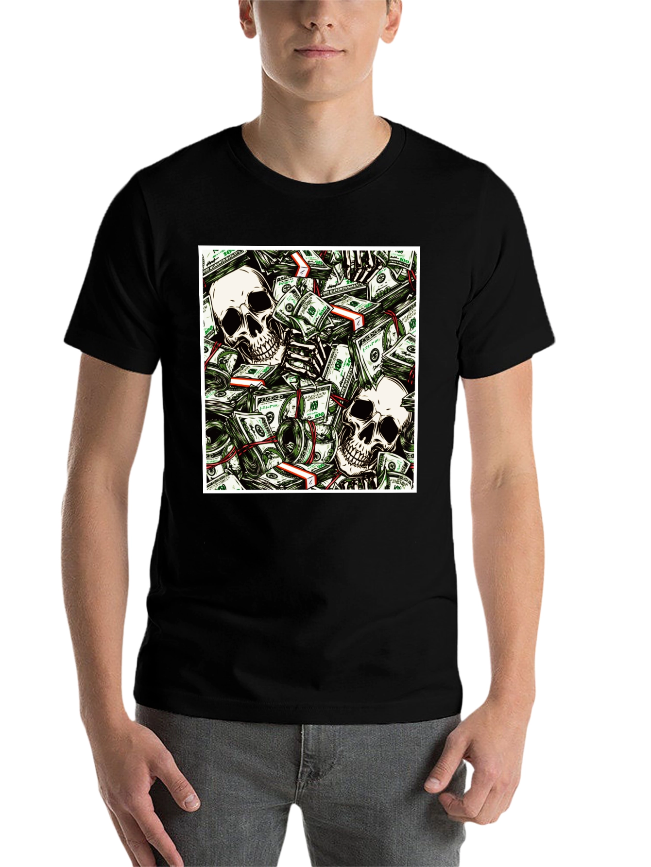 Black Skull Money Graphic Tee - Unisex view 7