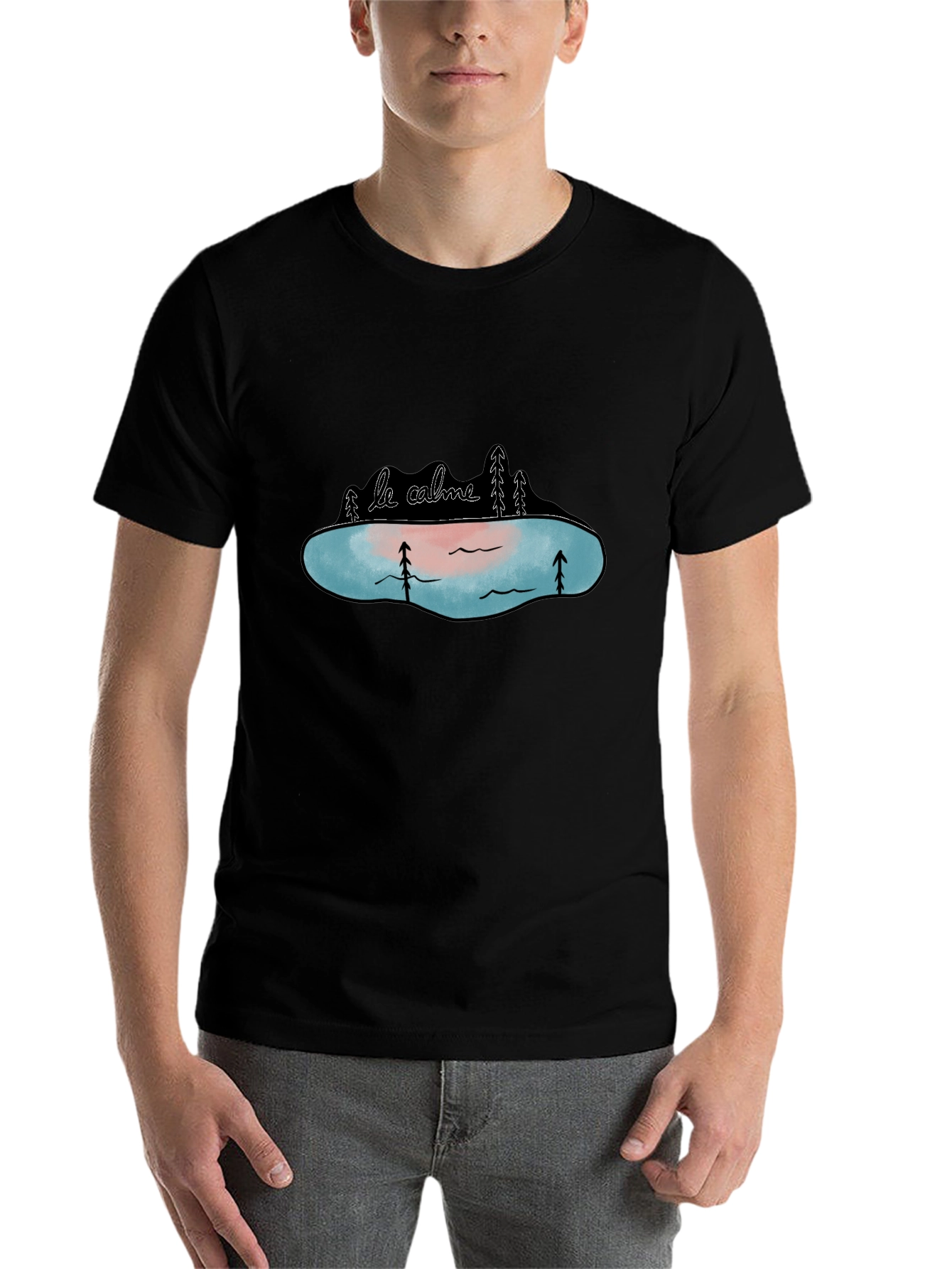 Black Le Calme Lake Graphic Tee - Black view 7