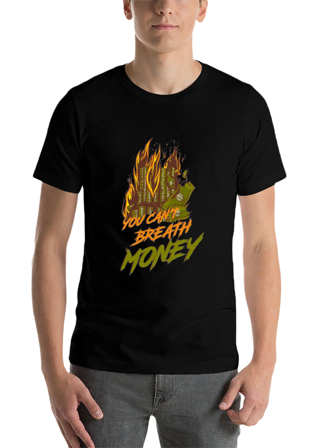 Black Burning Money Graphic Tee view 7