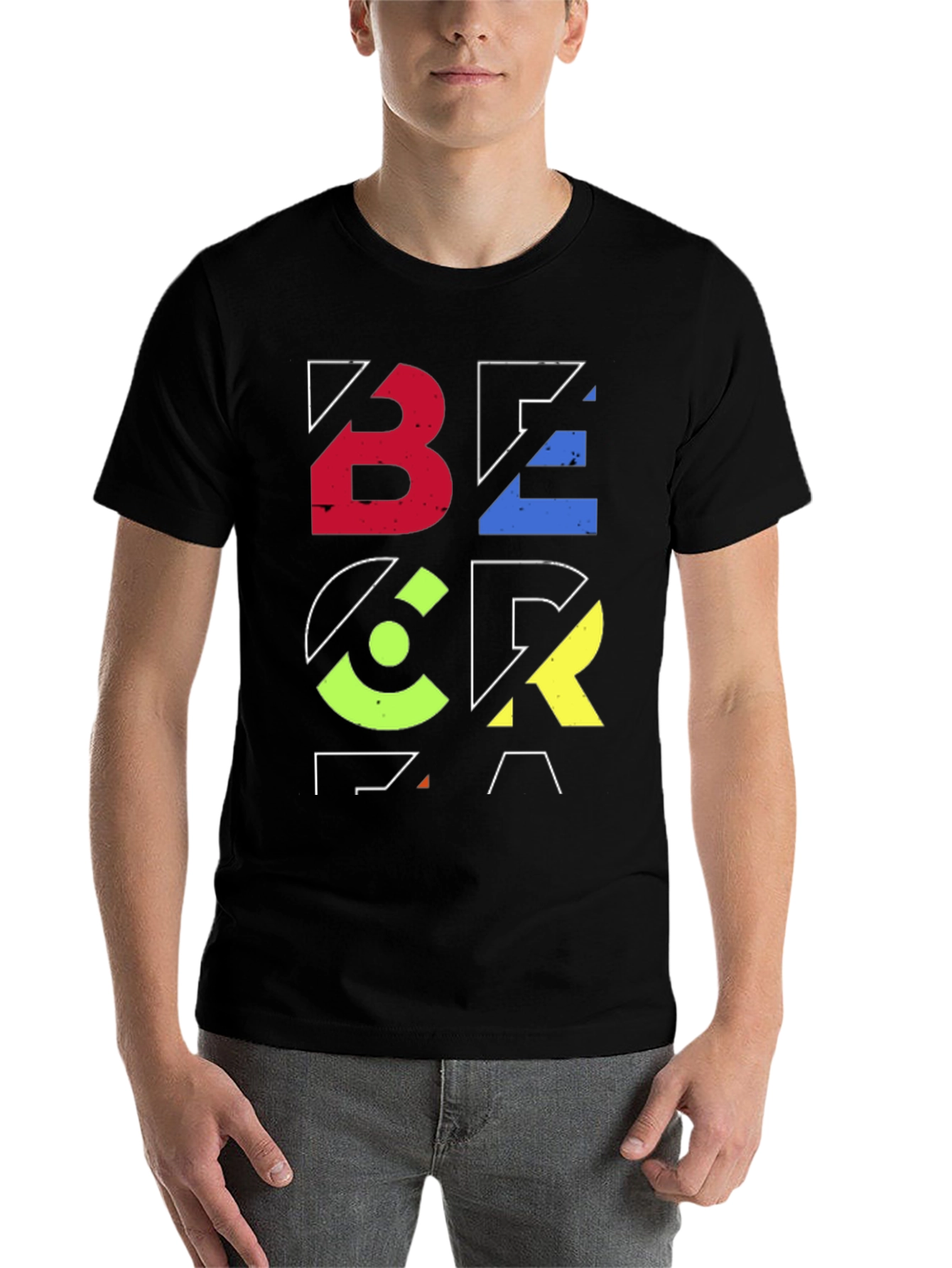 Black Geometric Graphic Print Black T-Shirt view 7